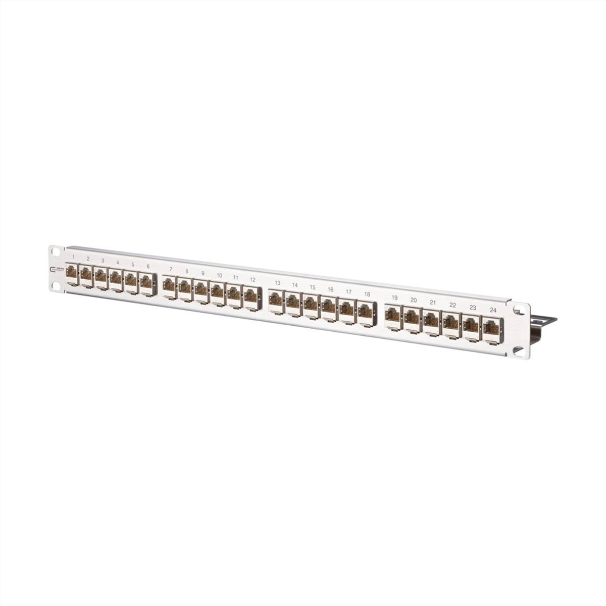 METZ CONNECT E-DAT modul 24x8(8) 1HE Patchfeld Cat.6A, Edelstahl Anschlusstechnik TP Patchpanel / EA