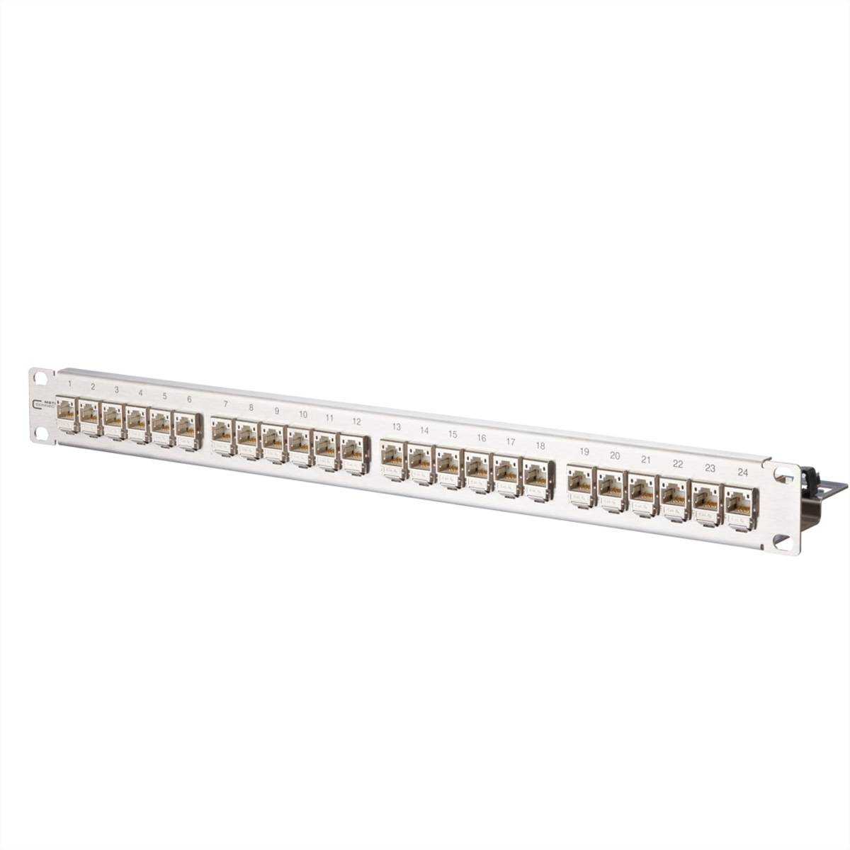 METZ CONNECT C6Amodul 24 Port 180�M 1HE, Edelstahl Anschlusstechnik TP Patchpanel Cat.6A / Class EA