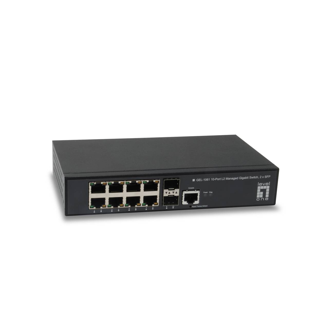 LevelOne GB/L2 Switch 10x 8xRJ45/2xSFP/Managed 15W 1Gbps Multimedia-Technik Switche