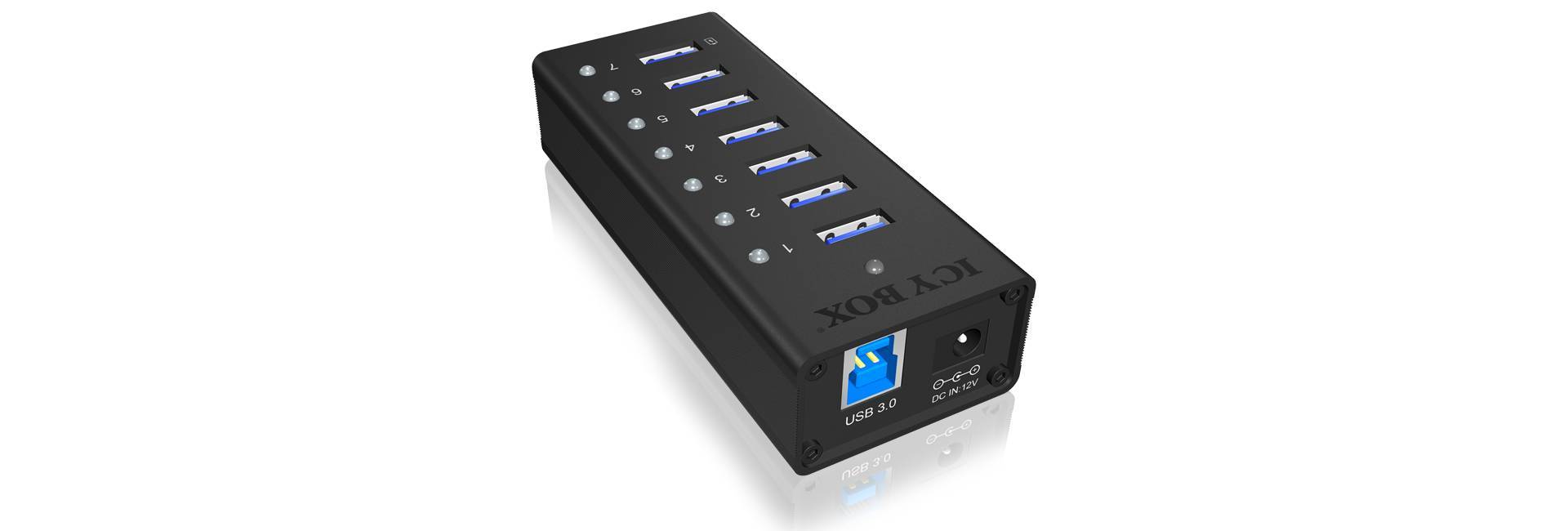 Hub 7-Port IcyBox USB 3.0 IB-AC618 Aluminium Gehäuse Multimedia-Technik HUBs