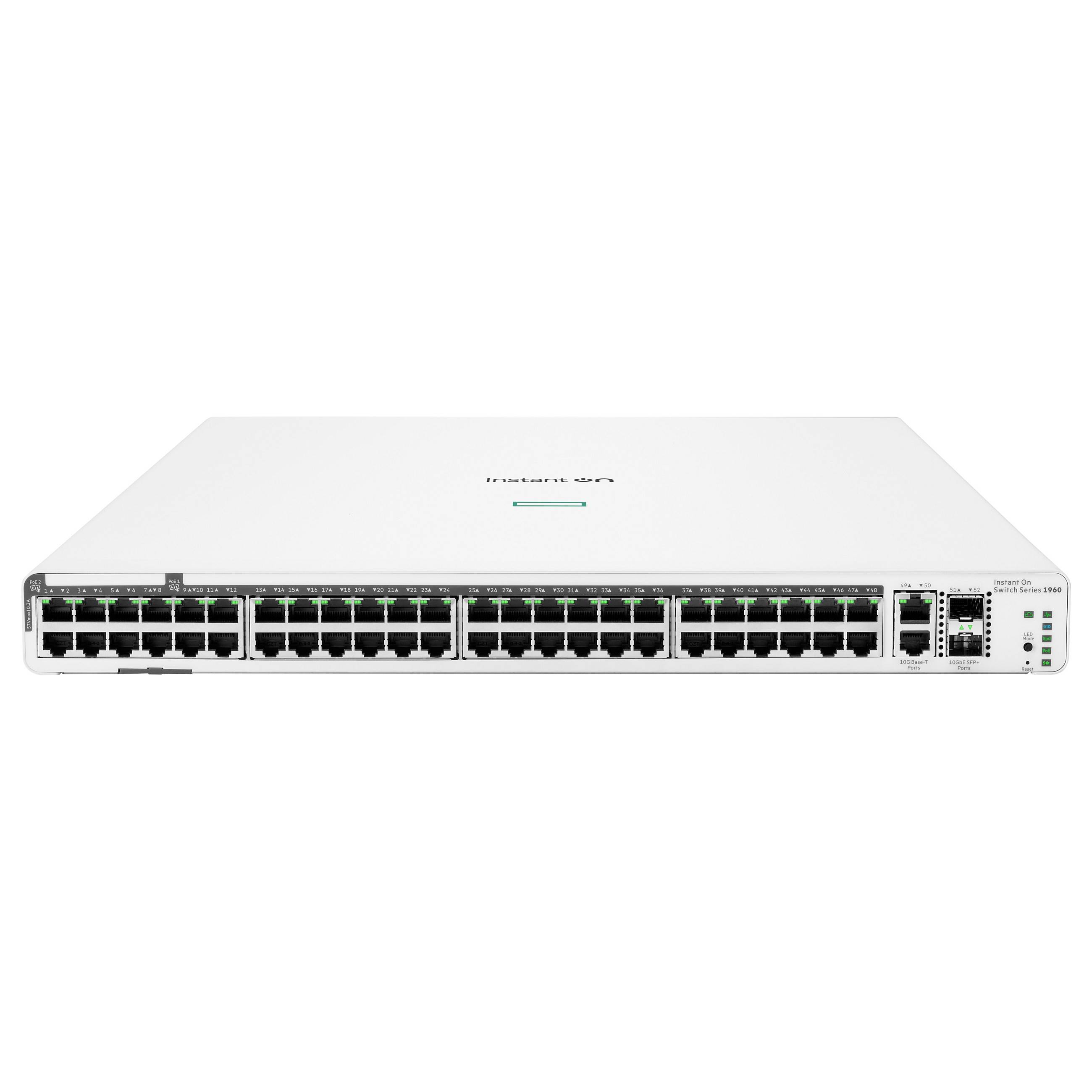 HPE Aruba Networking Instant On Switch 40p Gigabit CL4 8p CL6 PoE 2p 10GBT 2p SFP+ 600W 1960 Hubs