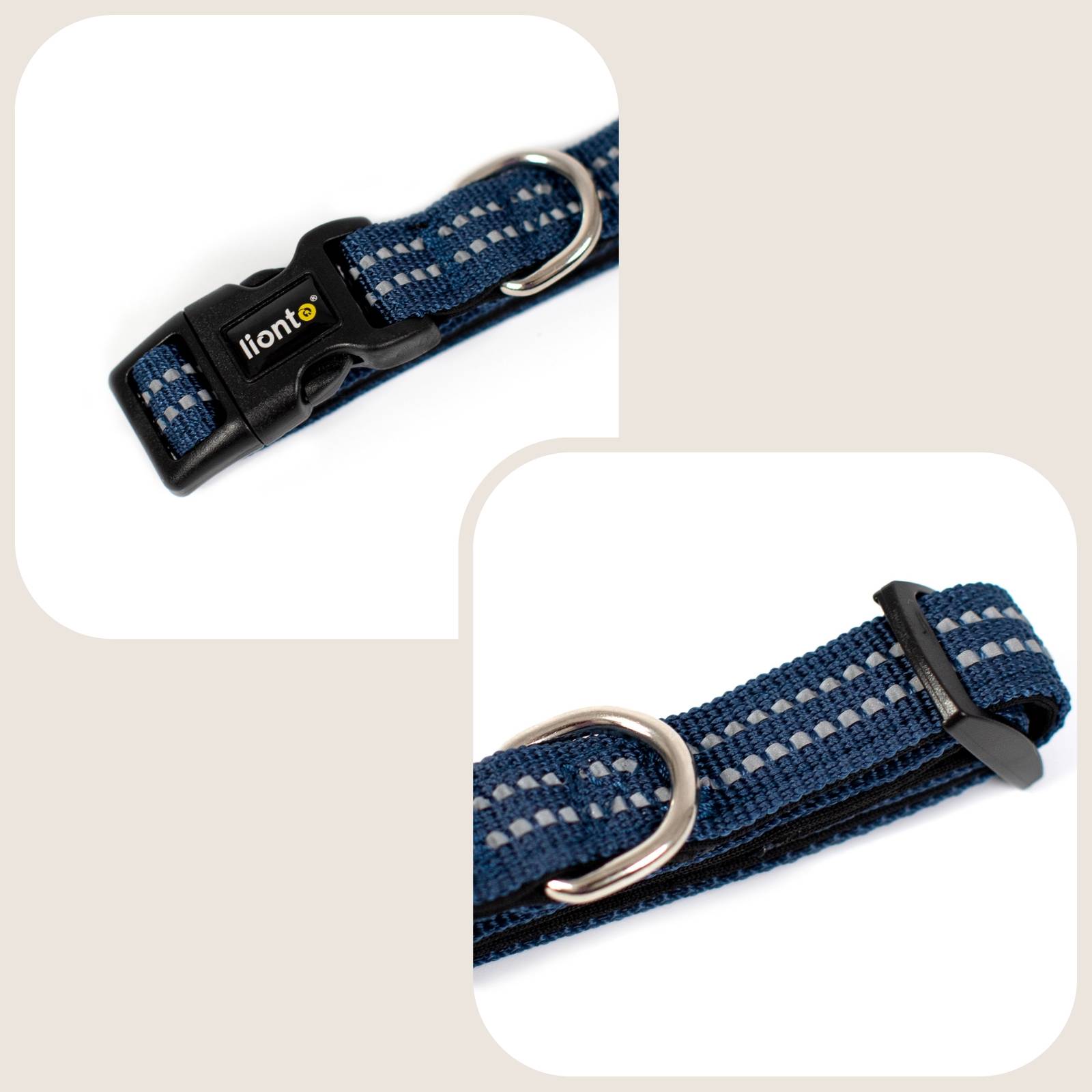 lionto Hundehalsband reflektierend, gepolstert & verstellbar aus Nylon und Neopren, (XS) verstellbare Länge 20-30 cm, blau