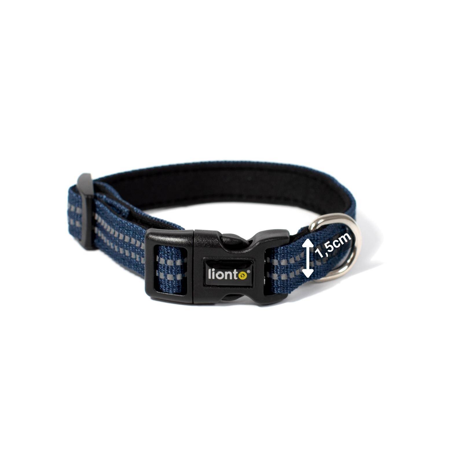 lionto Hundehalsband reflektierend, gepolstert & verstellbar aus Nylon und Neopren, (XS) verstellbare Länge 20-30 cm, blau