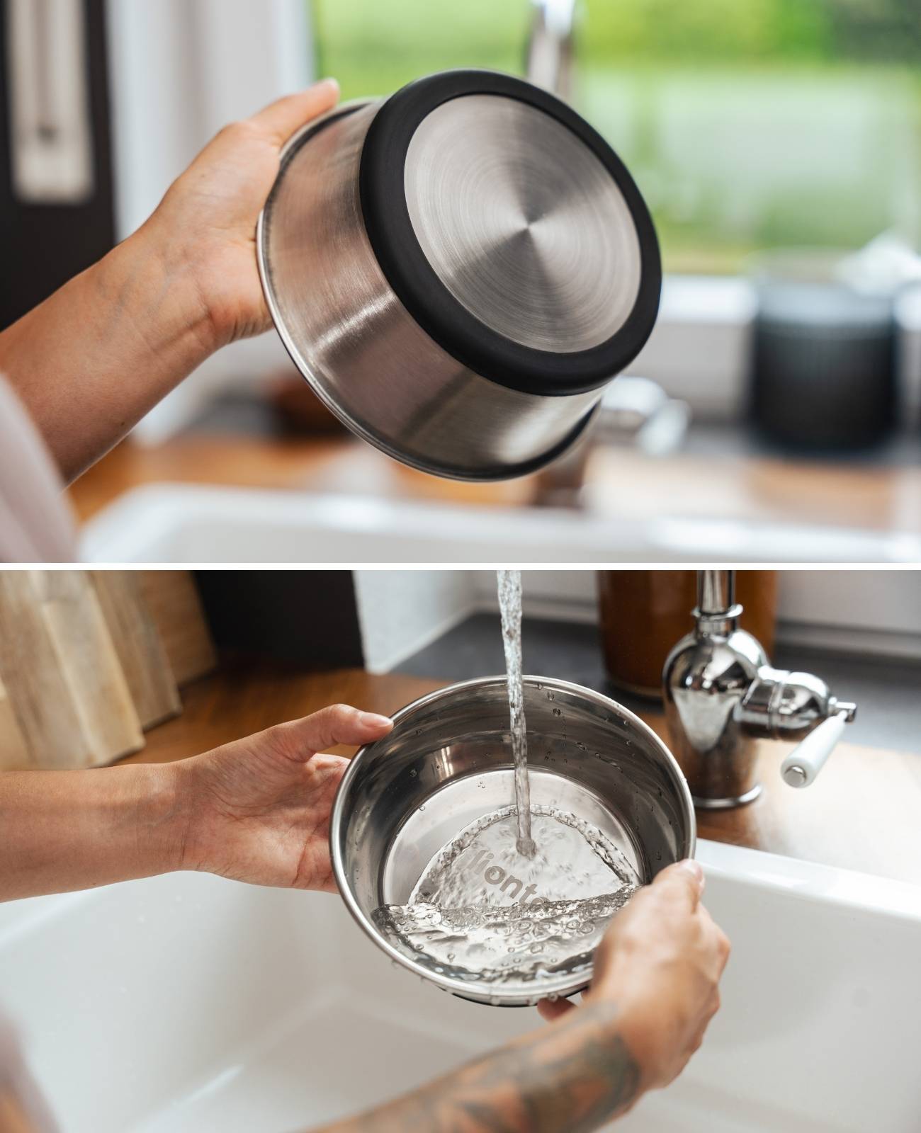 lionto 2er Set Futternapf aus Edelstahl, robuster, rutschfester Napf für Hunde & Katzen, spülmaschinengeeignet & geruchlos, 950 ml