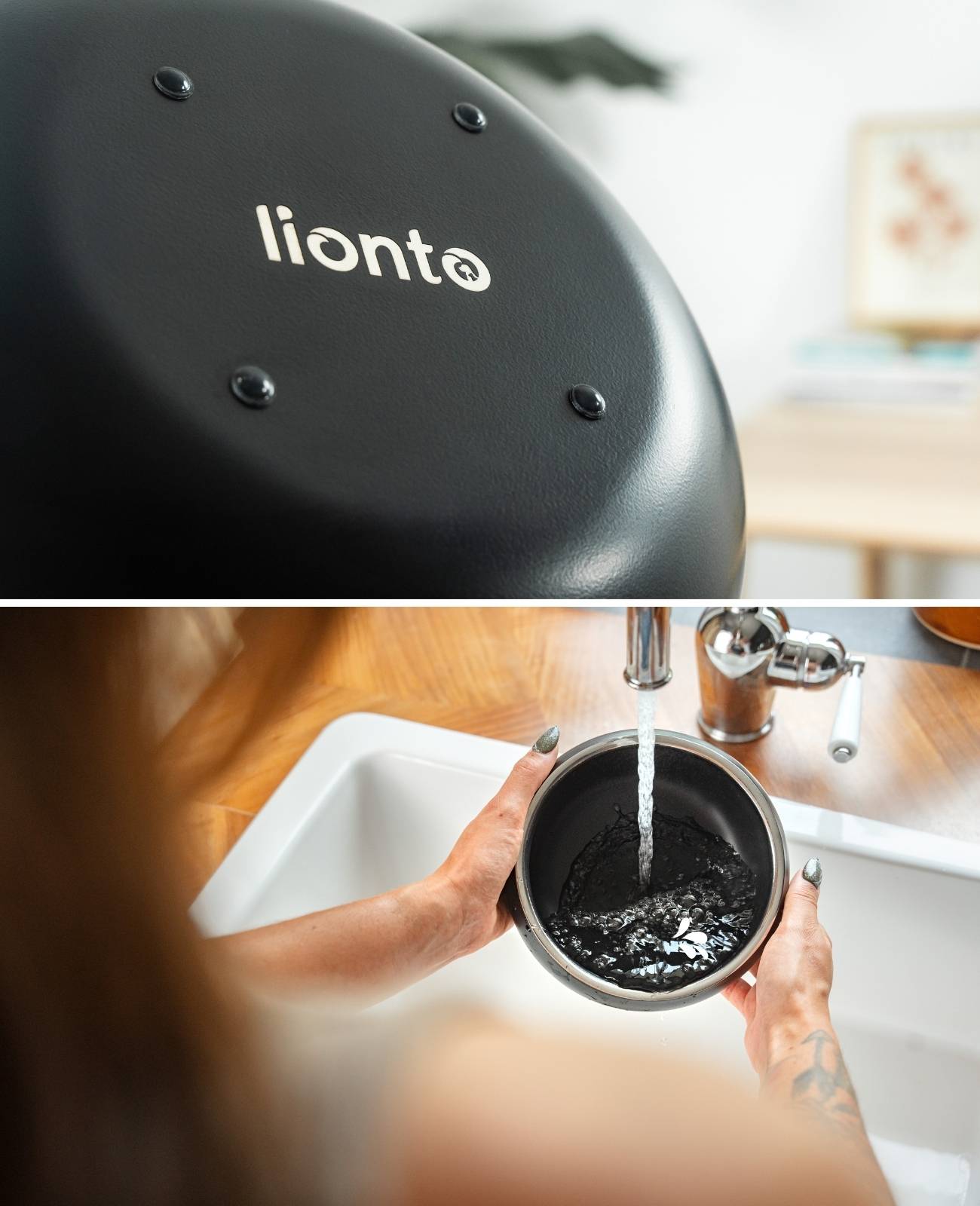 lionto Premium Hundenapf doppelwandig, rostfreier Edelstahlnapf, rutschfest & pflegeleicht, 16 cm Durchmesser, 800 ml, schwarz