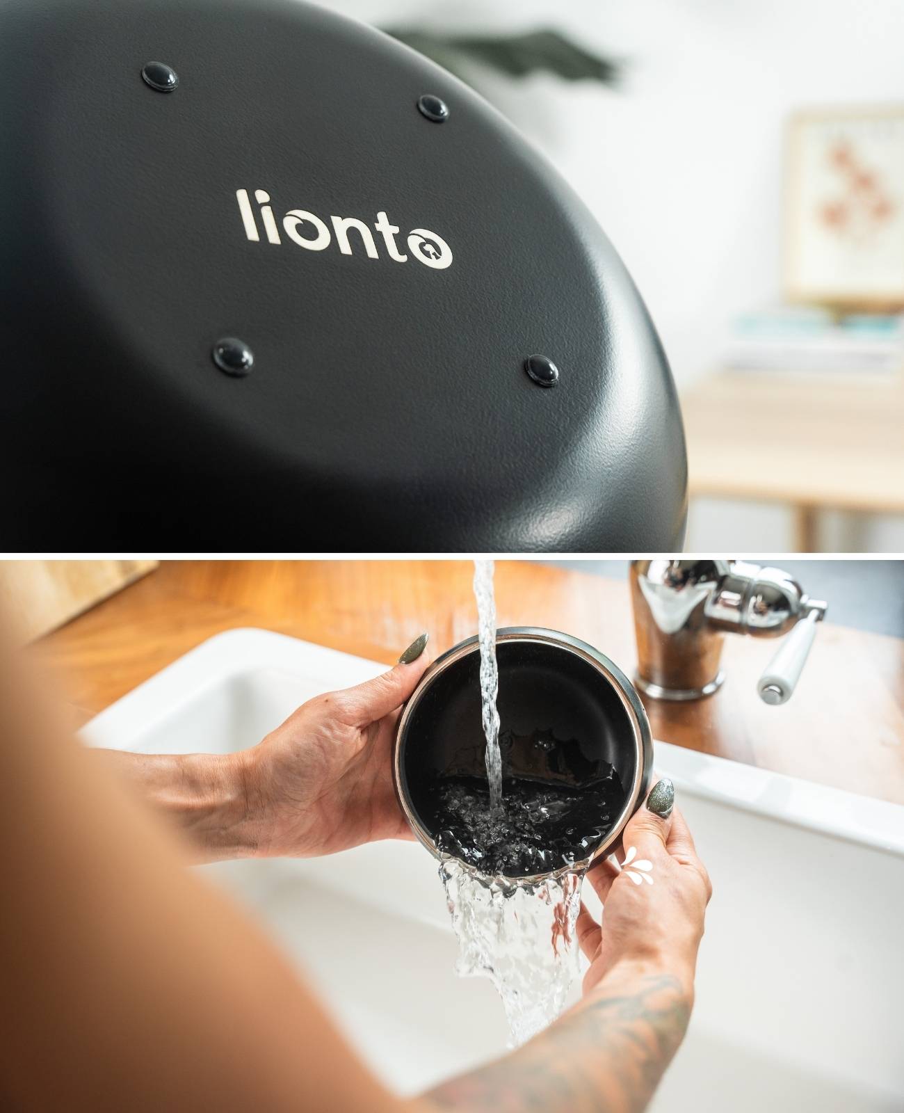 lionto Premium Hundenapf doppelwandig, rostfreier Edelstahlnapf, rutschfest & pflegeleicht, 12 cm Durchmesser, 360 ml, schwarz