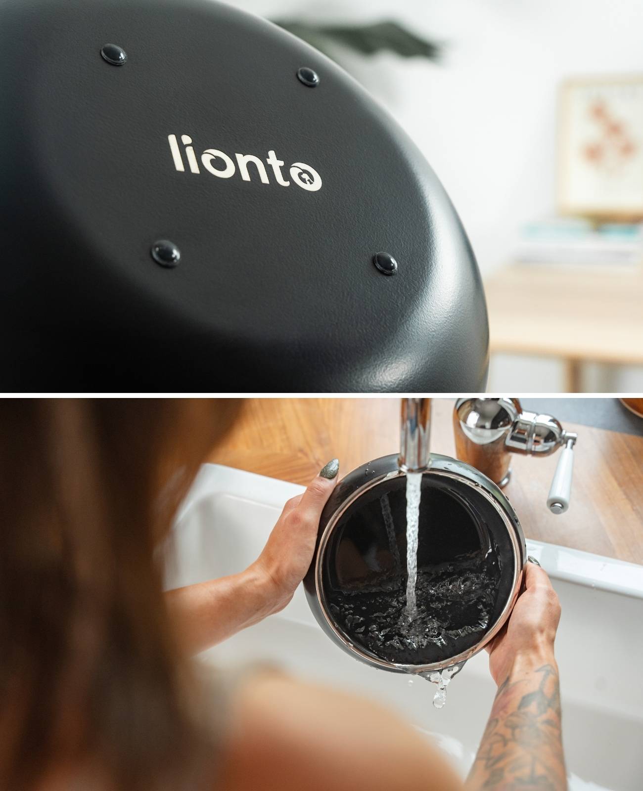 lionto Premium Hundenapf doppelwandig, rostfreier Edelstahlnapf, rutschfest & pflegeleicht, 22 cm Durchmesser, 2000 ml, schwarz