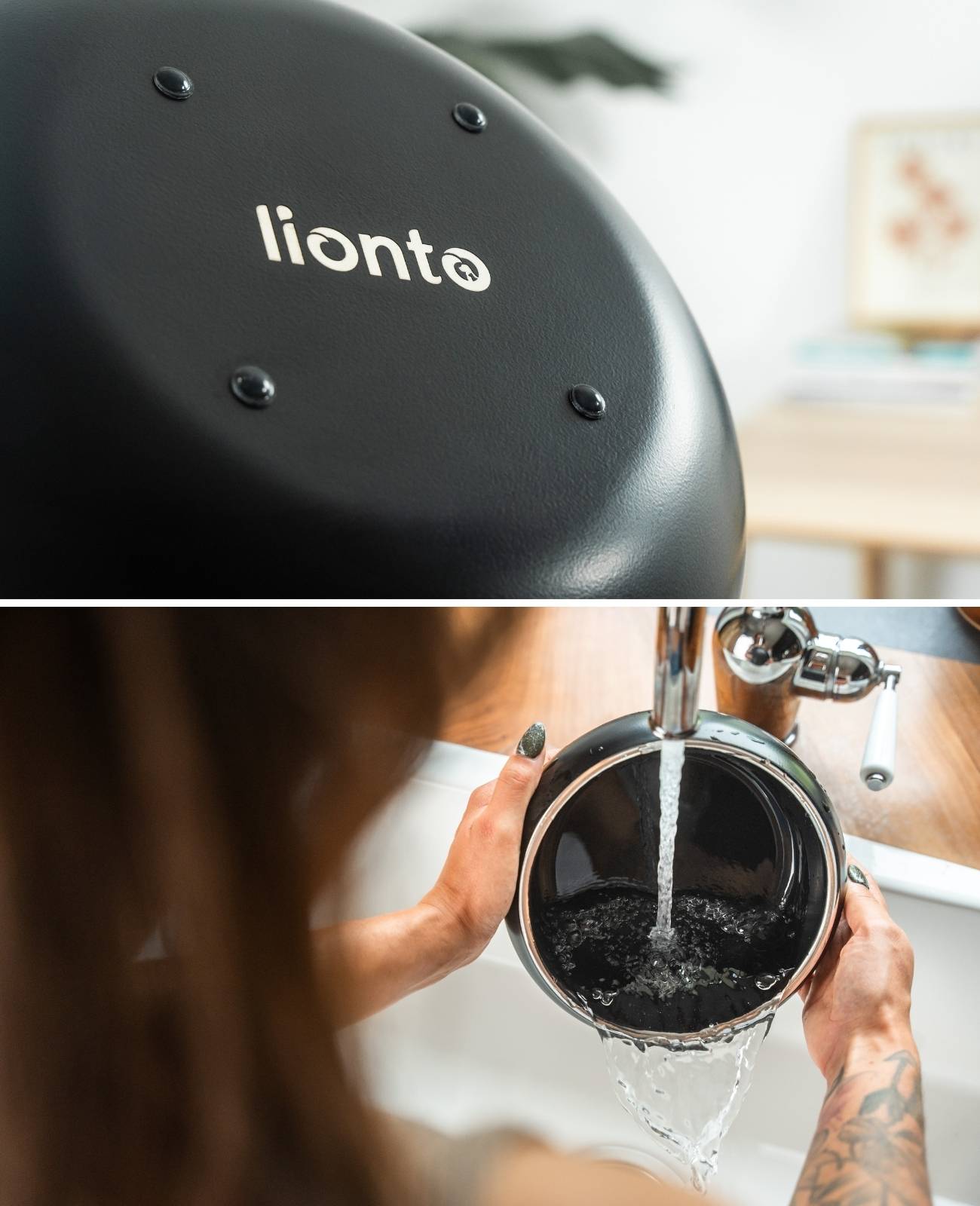 lionto Premium Hundenapf doppelwandig, rostfreier Edelstahlnapf, rutschfest & pflegeleicht, 18 cm Durchmesser, 1070 ml, schwarz