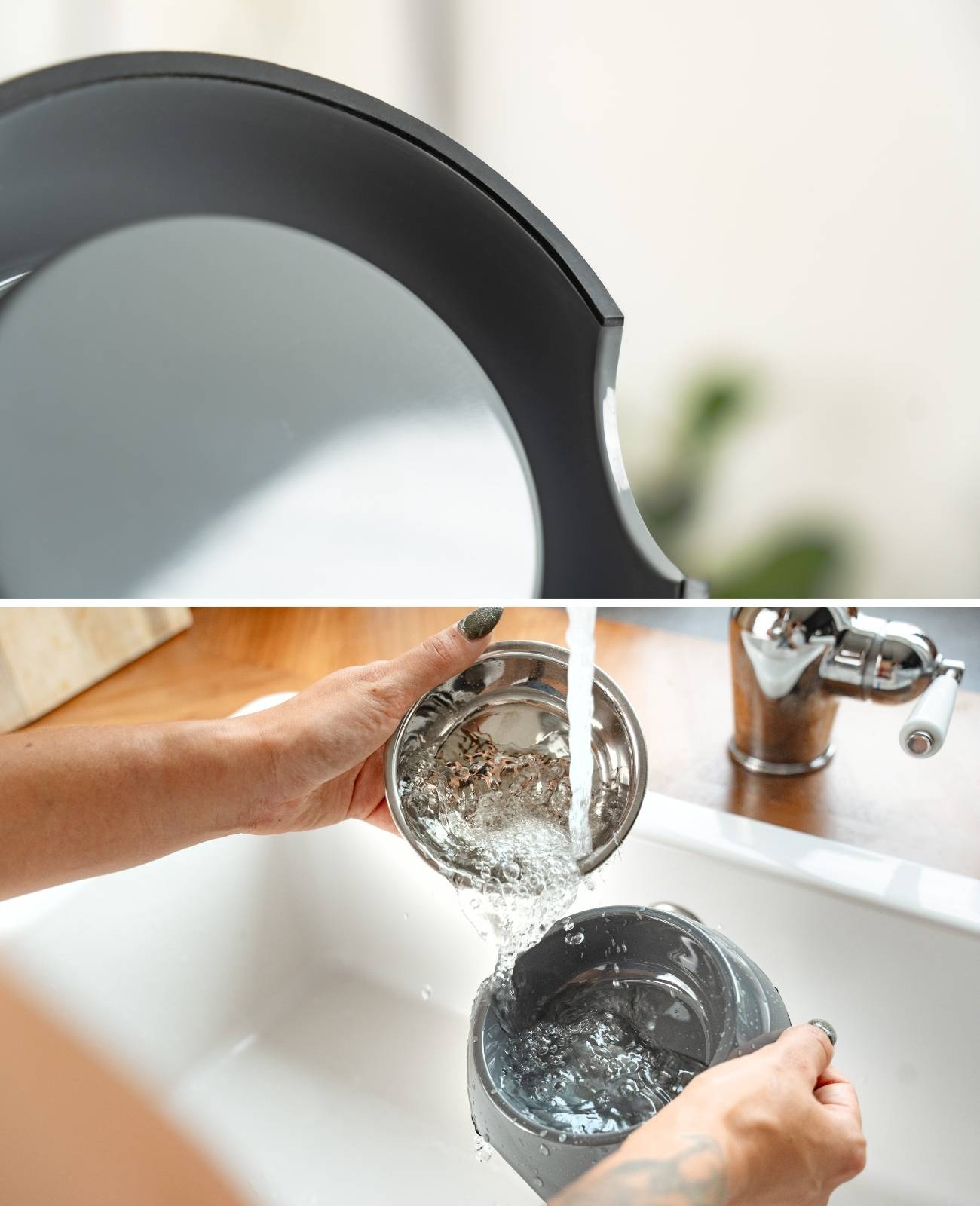 lionto Futternapf für Hunde, robuster Edelstahlnapf im Melaminkorpus mit Anti-Rutsch-Ring, langlebig & pflegeleicht, 210 ml, grau