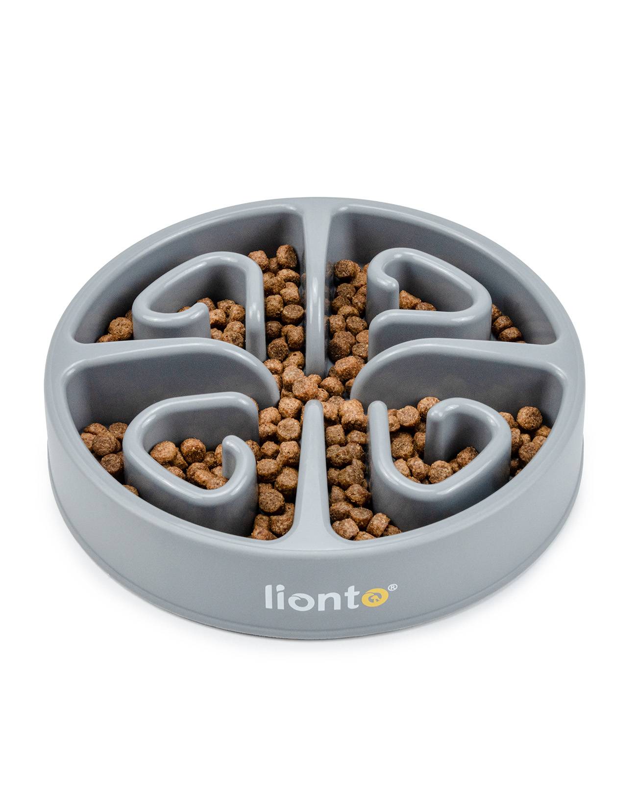 lionto Antischlingnapf für Hunde & Katzen mit Anti-Rutsch-Füßen, spülmaschinenfest & robust, 30 cm, hellgrau