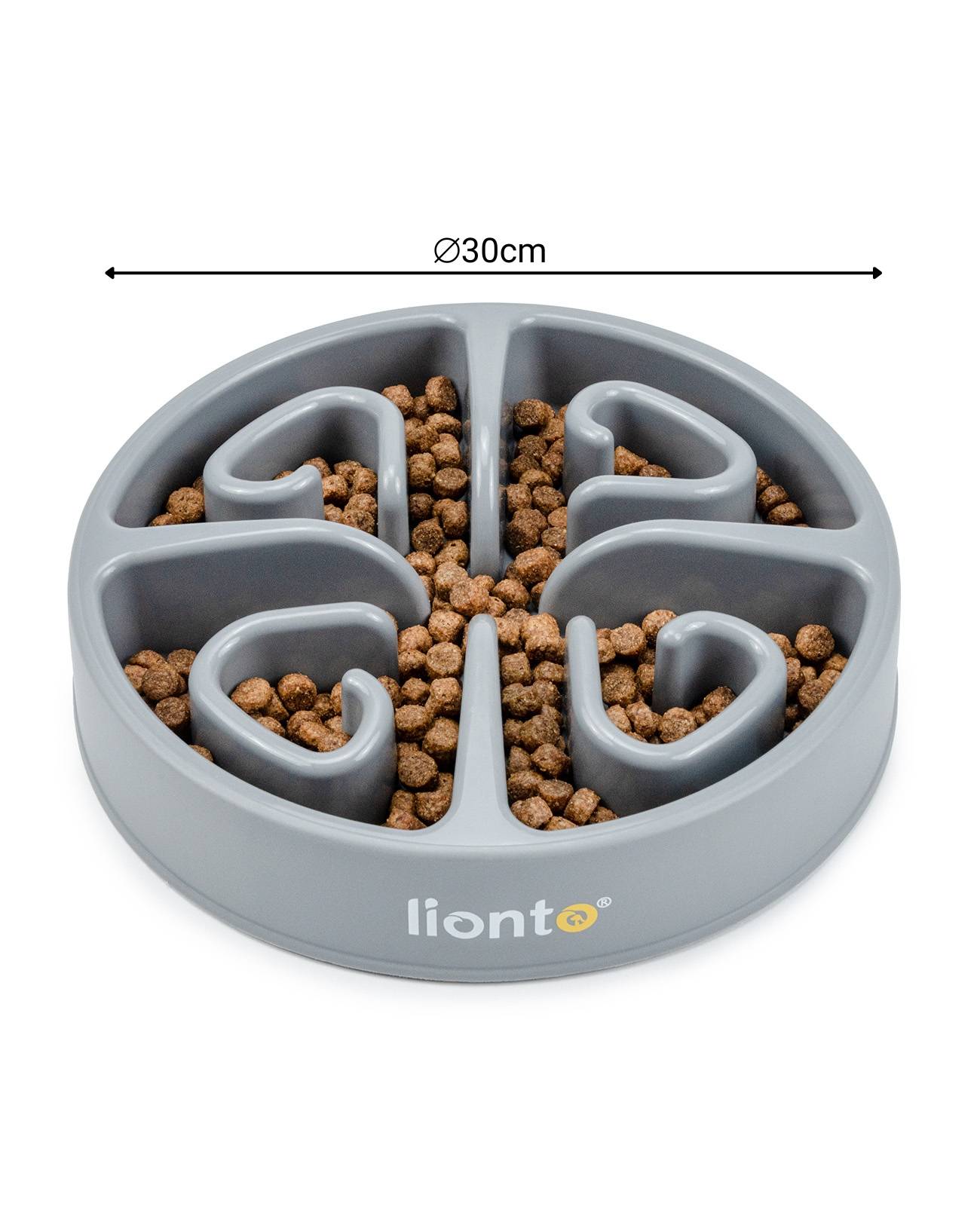 lionto Antischlingnapf für Hunde & Katzen mit Anti-Rutsch-Füßen, spülmaschinenfest & robust, 30 cm, hellgrau