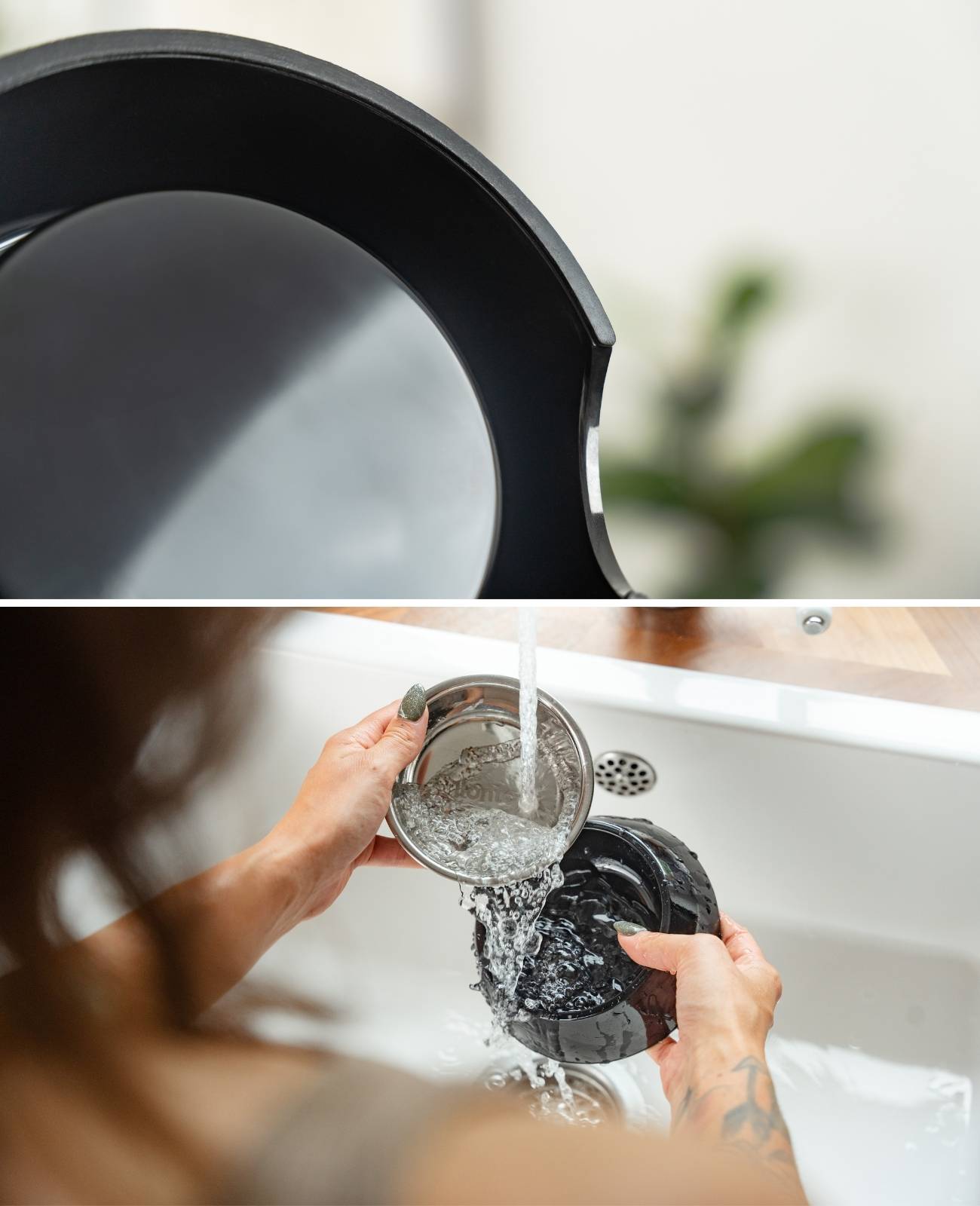 lionto Futter- & Wassernapf für Katzen, hochwertiger Edelstahlnapf im bruchsicheren Melamin-Gehäuse, 210 ml, schwarz