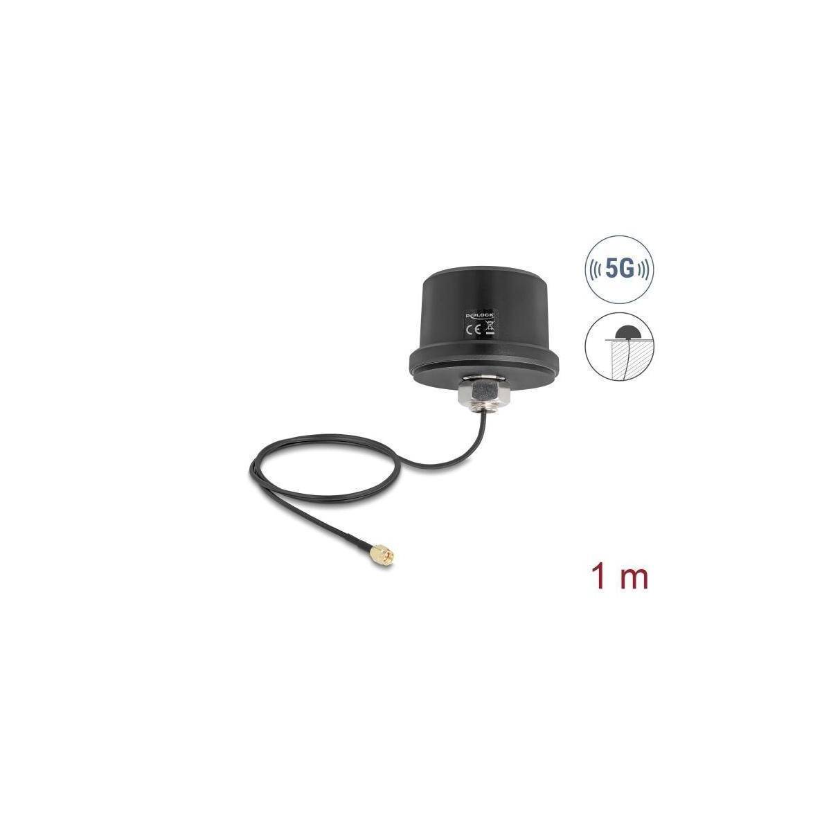 Delock 5G LTE GNSS WiFi 6 Antenne SMA Stecker 1,9 - 3,3 dBi omnidirektional mit
