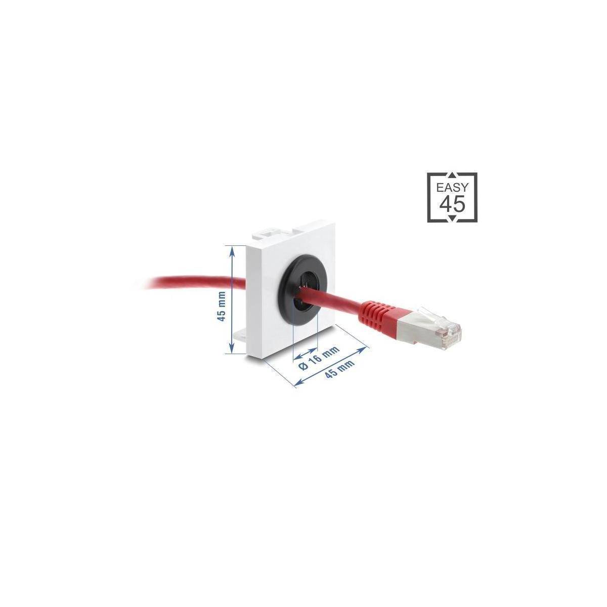 Delock Easy 45 Kabeldurchführung rund 16 mm weiß schwarz