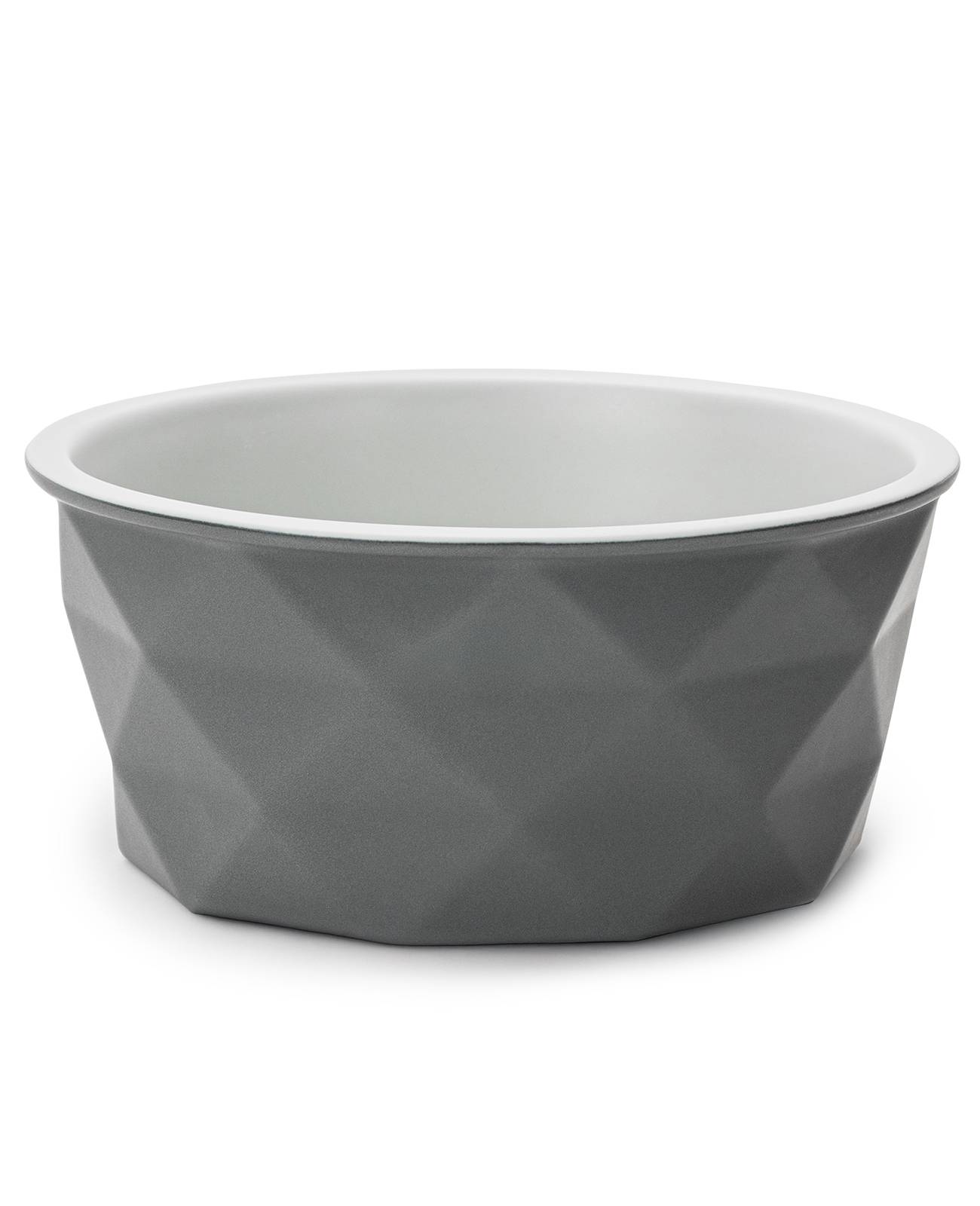 lionto Katzenfutternapf aus Keramik, eleganter, rutschfester Napf mit Silikonboden, pflegeleicht & langlebig, 550 ml, dunkelgrau/hellgrau matt