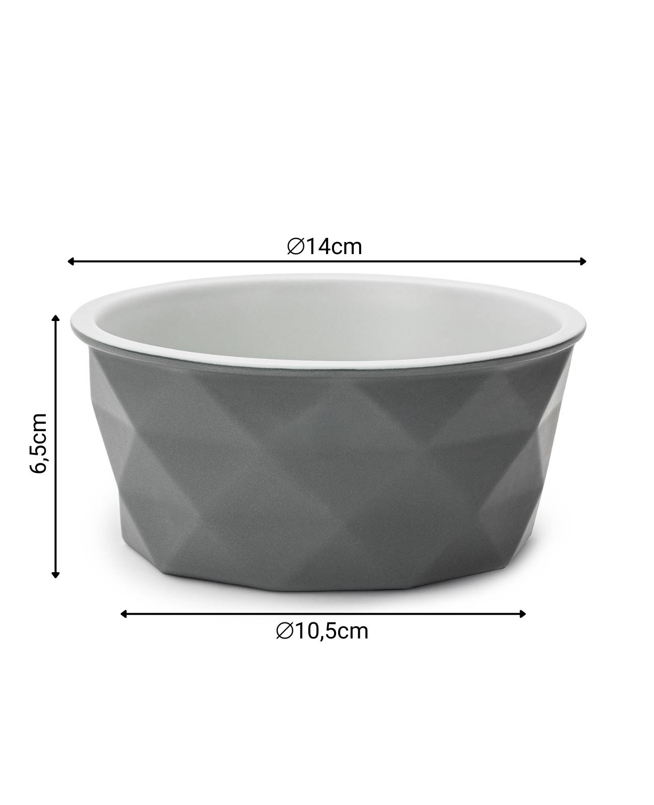 lionto Katzenfutternapf aus Keramik, eleganter, rutschfester Napf mit Silikonboden, pflegeleicht & langlebig, 550 ml, dunkelgrau/hellgrau matt