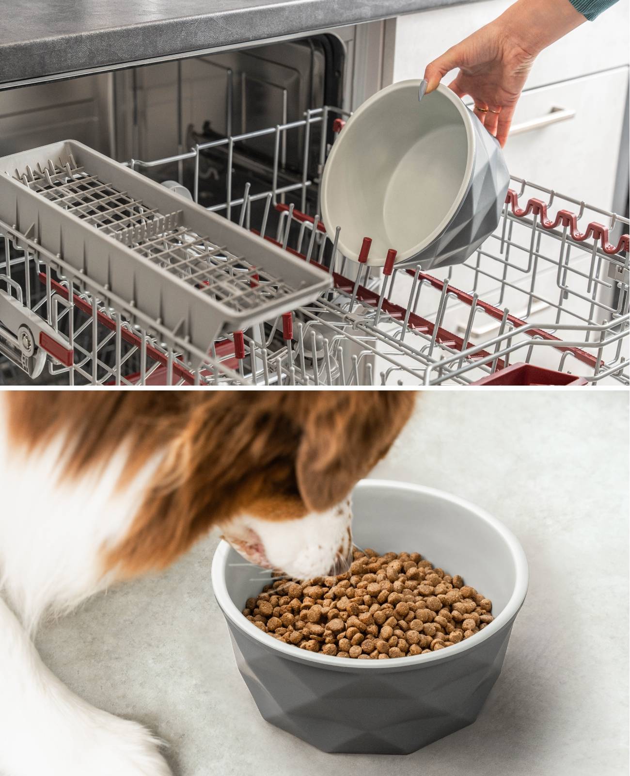 lionto Keramik Futternapf, hochwertiger Napf für Hunde & Katzen, spülmaschinengeeignet, rutschfest & stilvoll, 1900 ml, dunkelgrau/hellgrau matt