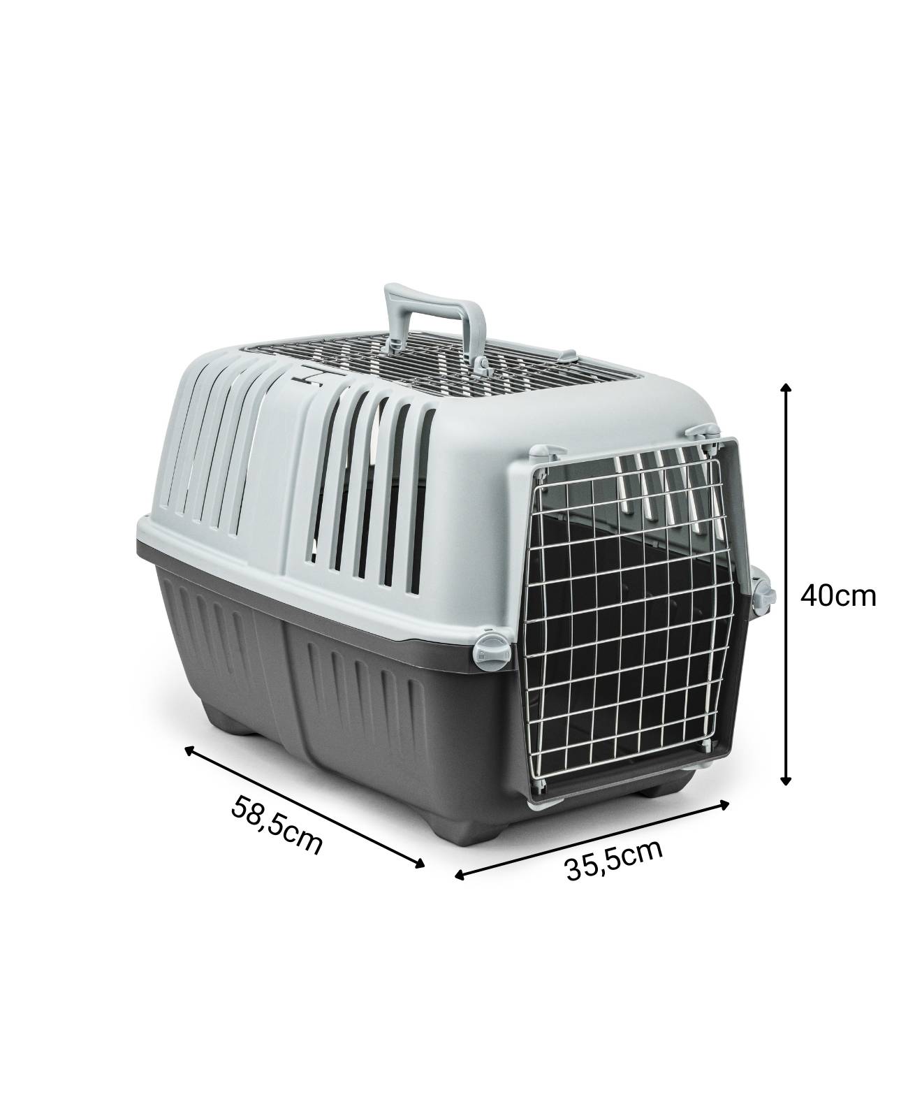 lionto Katzentransportbox, robust & pflegeleicht, mit sicherem Schließsystem & Metalltür, 58,5x35,5x40 cm, anthrazit