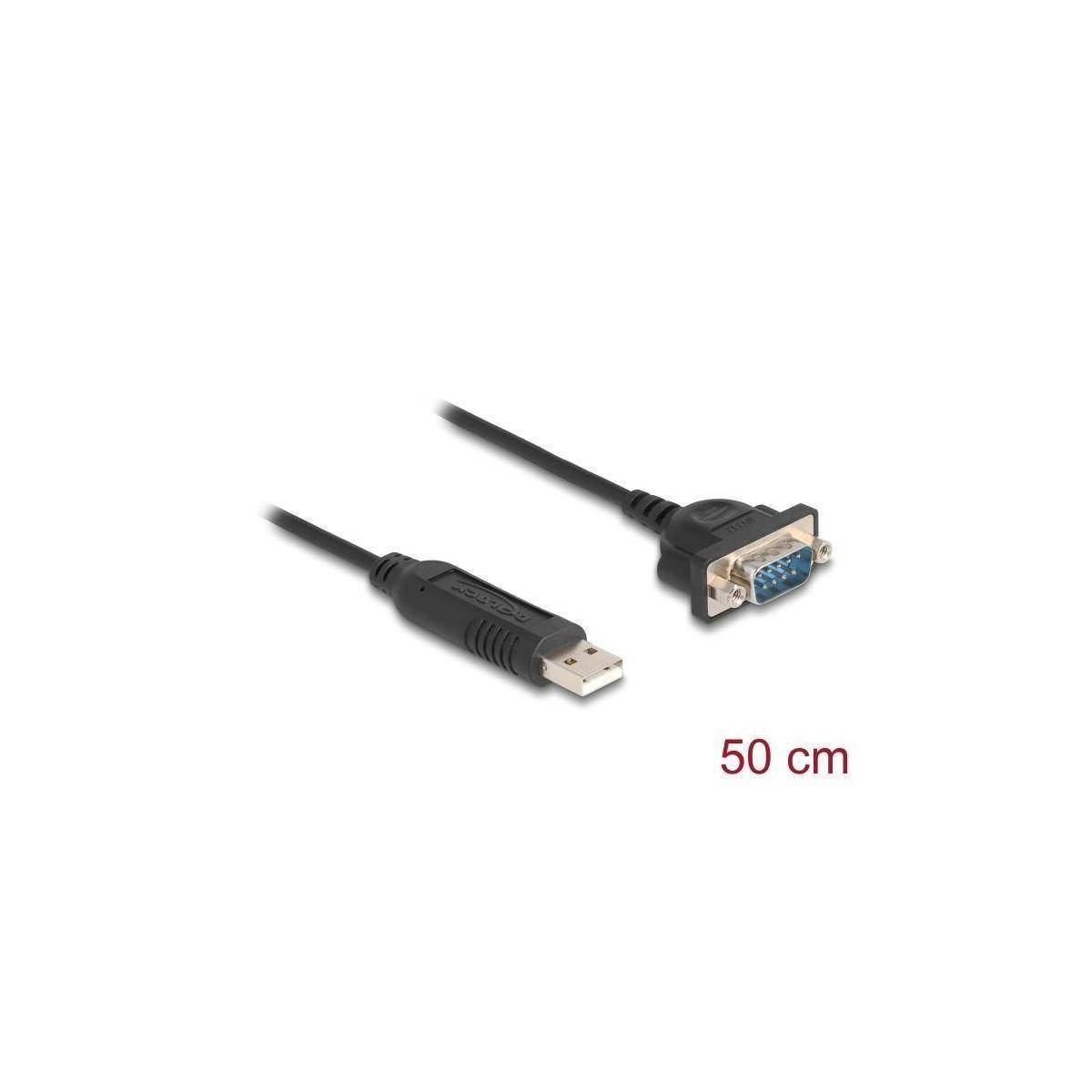 Delock USB RS-232 Adapter USB 2.0 zu D-Sub 9 Stecker mit Muttern kompaktem serie