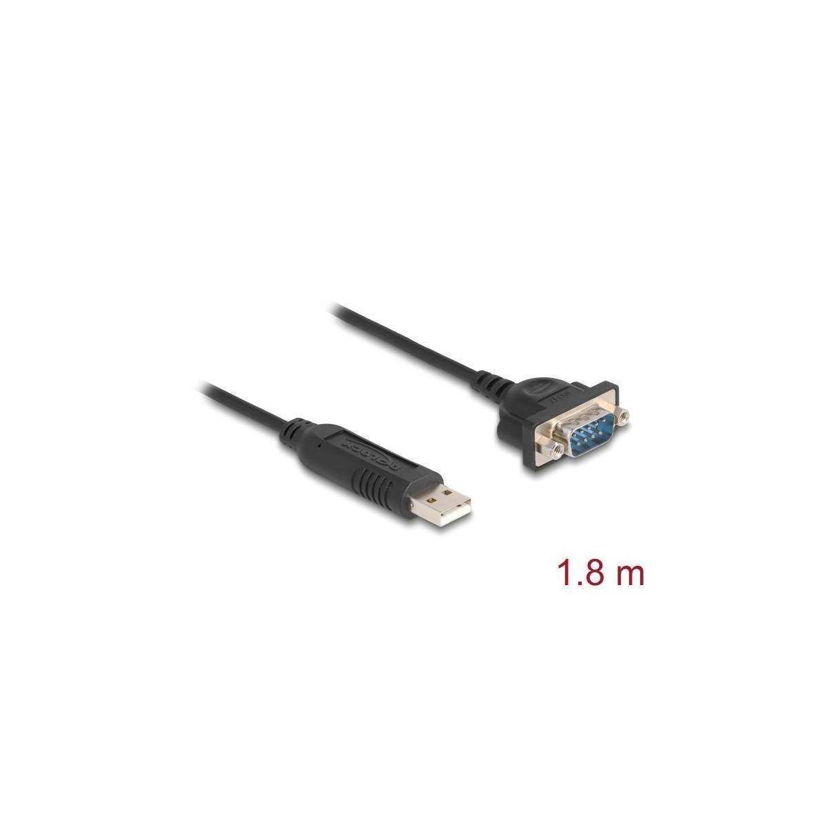 Delock USB RS-232 Adapter USB 2.0 zu D-Sub 9 Stecker mit Muttern kompaktem serie