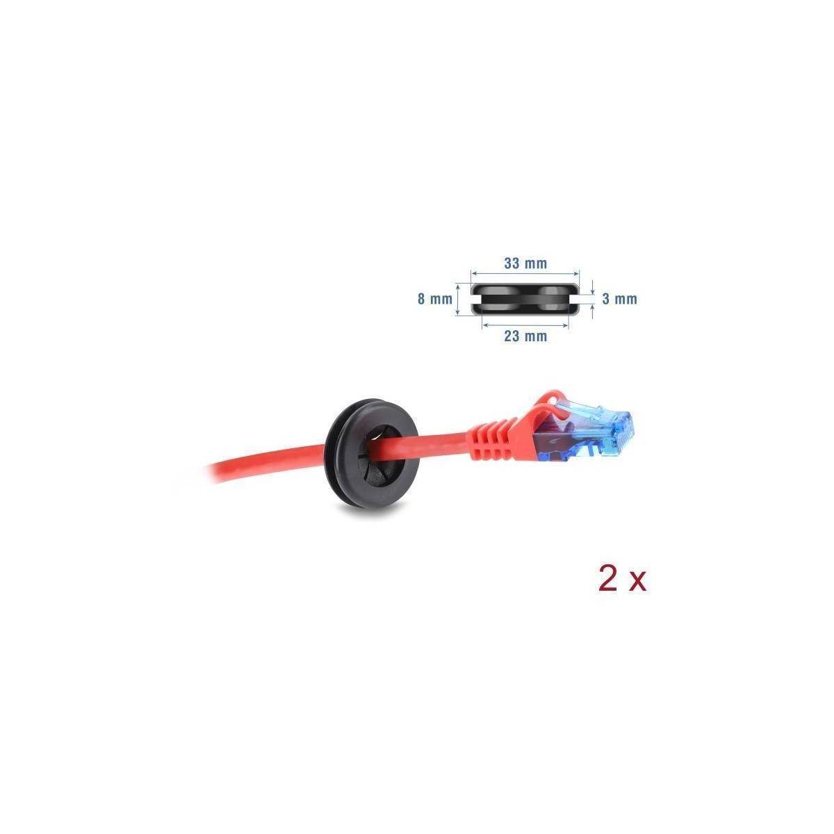 Delock Gummi Kabeldurchführung rund 27 mm schwarz 2 Stück
