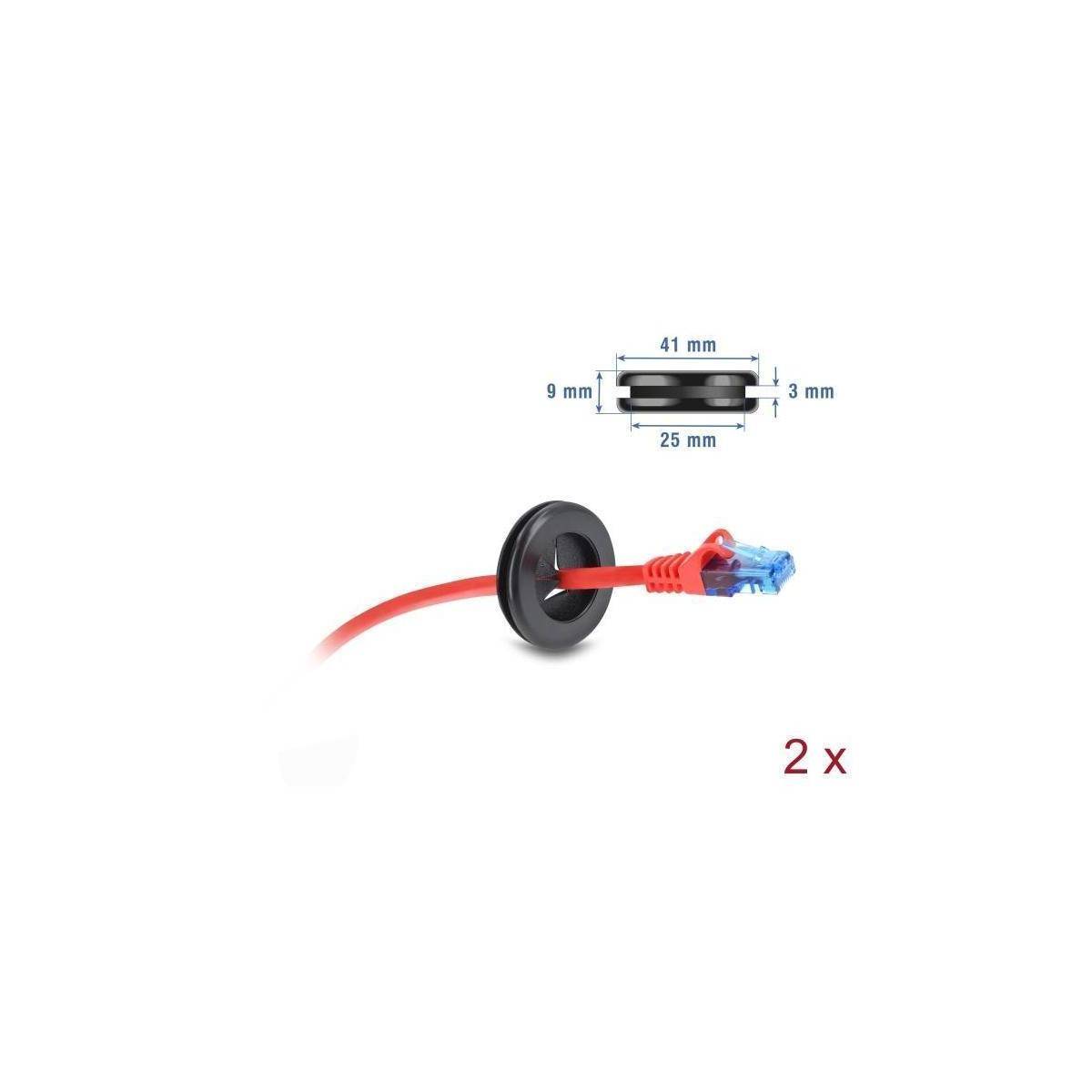 Delock Gummi Kabeldurchführung rund 30 mm schwarz 2 Stück