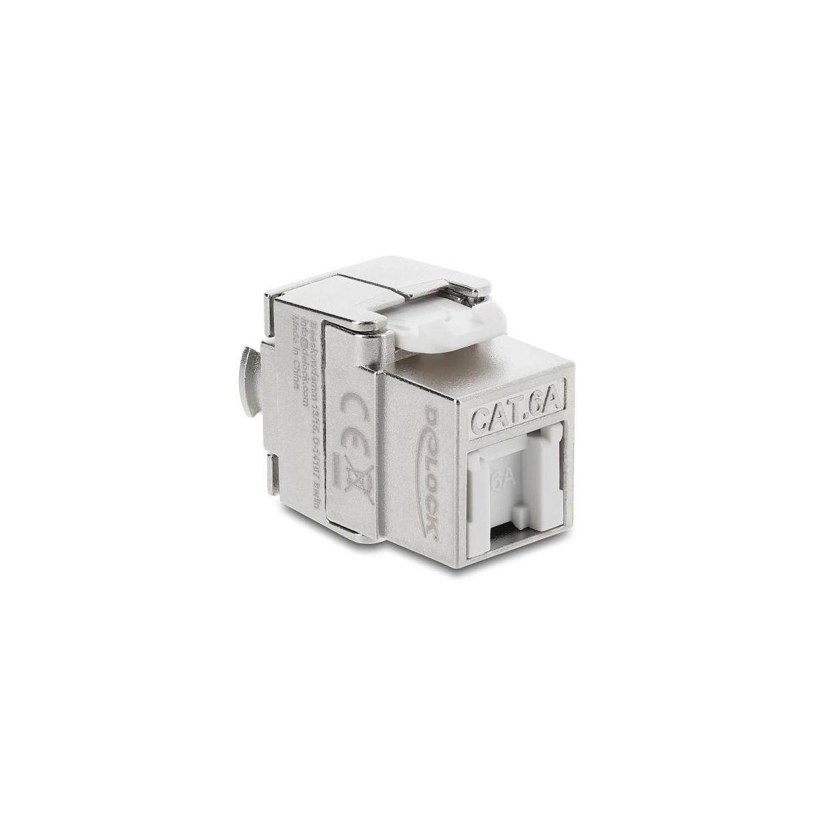 Delock Keystone Modul RJ45 Buchse zu LSA Cat.6A geschirmt werkzeugfrei mit Staub
