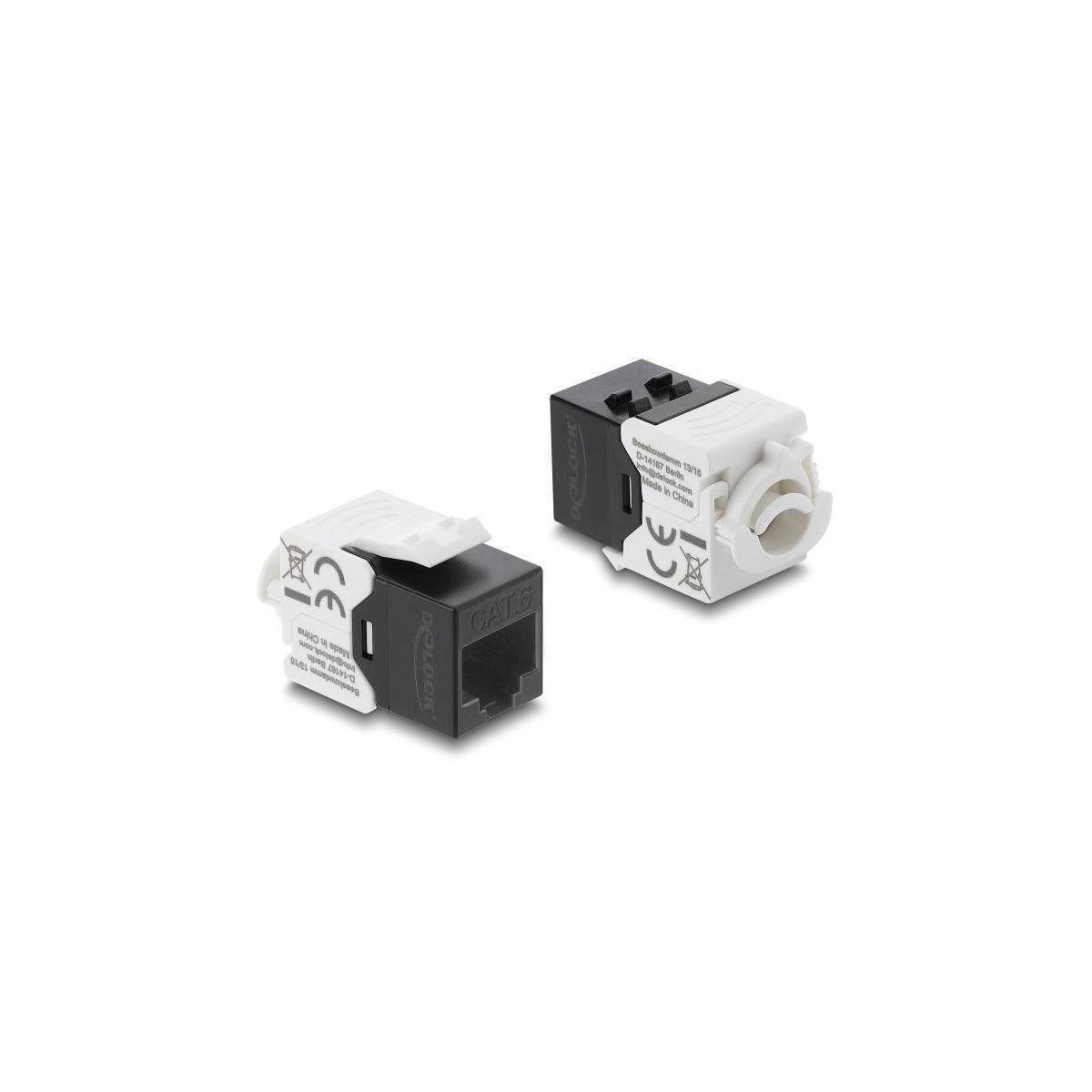 Delock Keystone Modul RJ45 Buchse zu LSA Cat.6 UTP mit Verschlussclip und kabelb