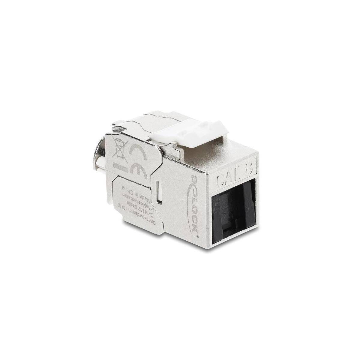 Delock Keystone Modul RJ45 Buchse zu LSA Cat.8.1 geschirmt mit Verschlussclip un