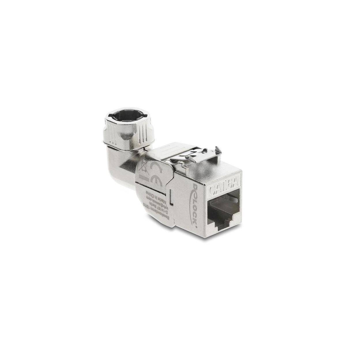 Delock Keystone Modul RJ45 Buchse zu LSA Cat.6A mit Metall Latch werkzeugfrei 90
