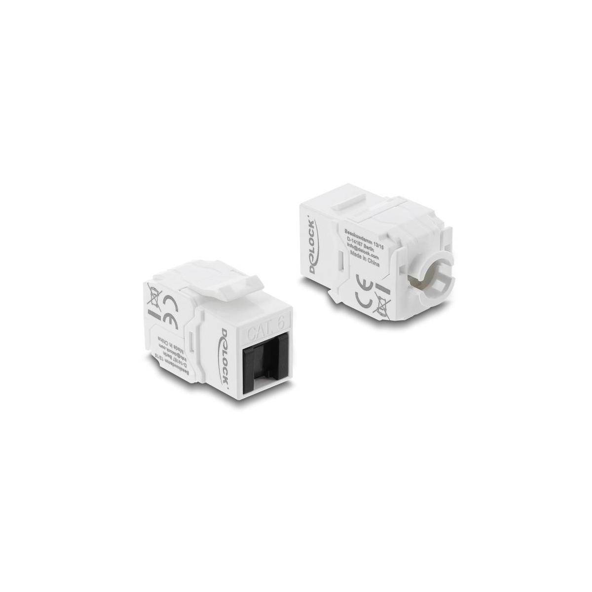 Delock Keystone Modul RJ45 Buchse zu LSA Cat.6 UTP werkzeugfrei mit Staubschutzk