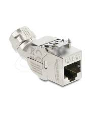 Delock Modulare Eingabe with metal latch tool free 45° angled CAT 6a abgeschirmt RJ-45 LSA
