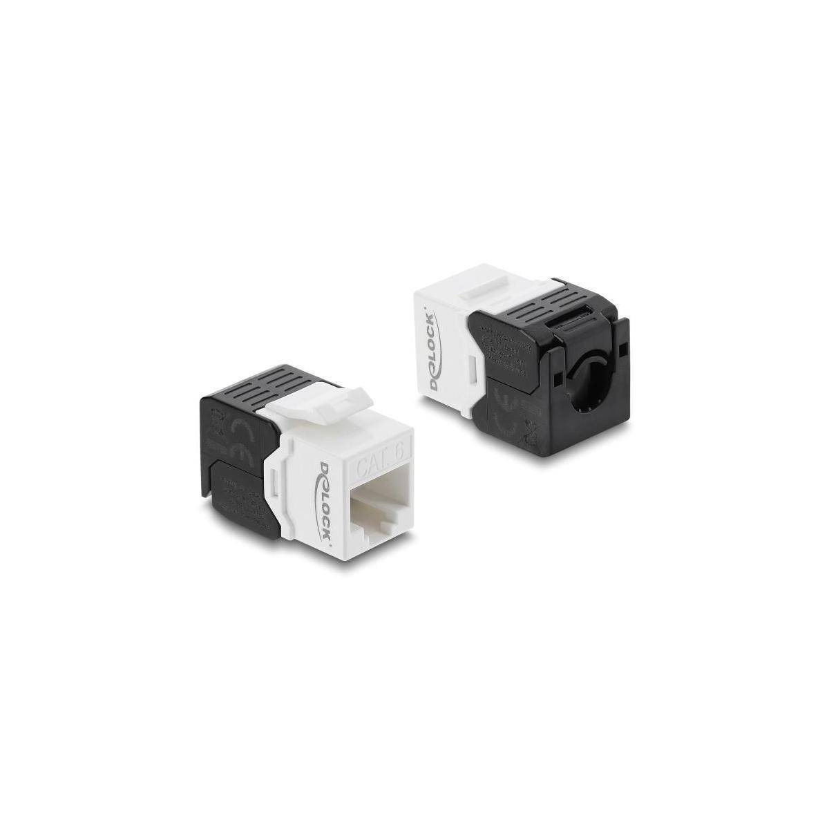 Delock Keystone Modul RJ45 Buchse zu LSA Cat.6 UTP werkzeugfrei schwarz weiß