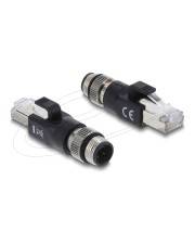 Delock M12 Adapter D-kodiert 4 Pin Stecker zu RJ45 schwarz