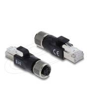 Delock M12 Adapter D-kodiert 4 Pin Buchse zu RJ45 Stecker schwarz