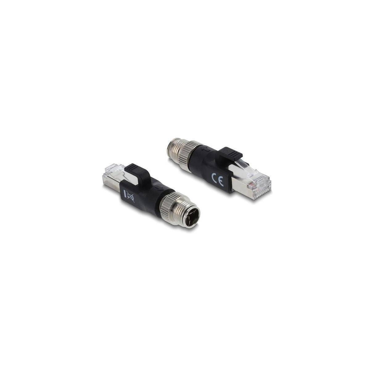 Delock M12 Adapter X-kodiert 8 Pin Stecker zu RJ45 Stecker schwarz