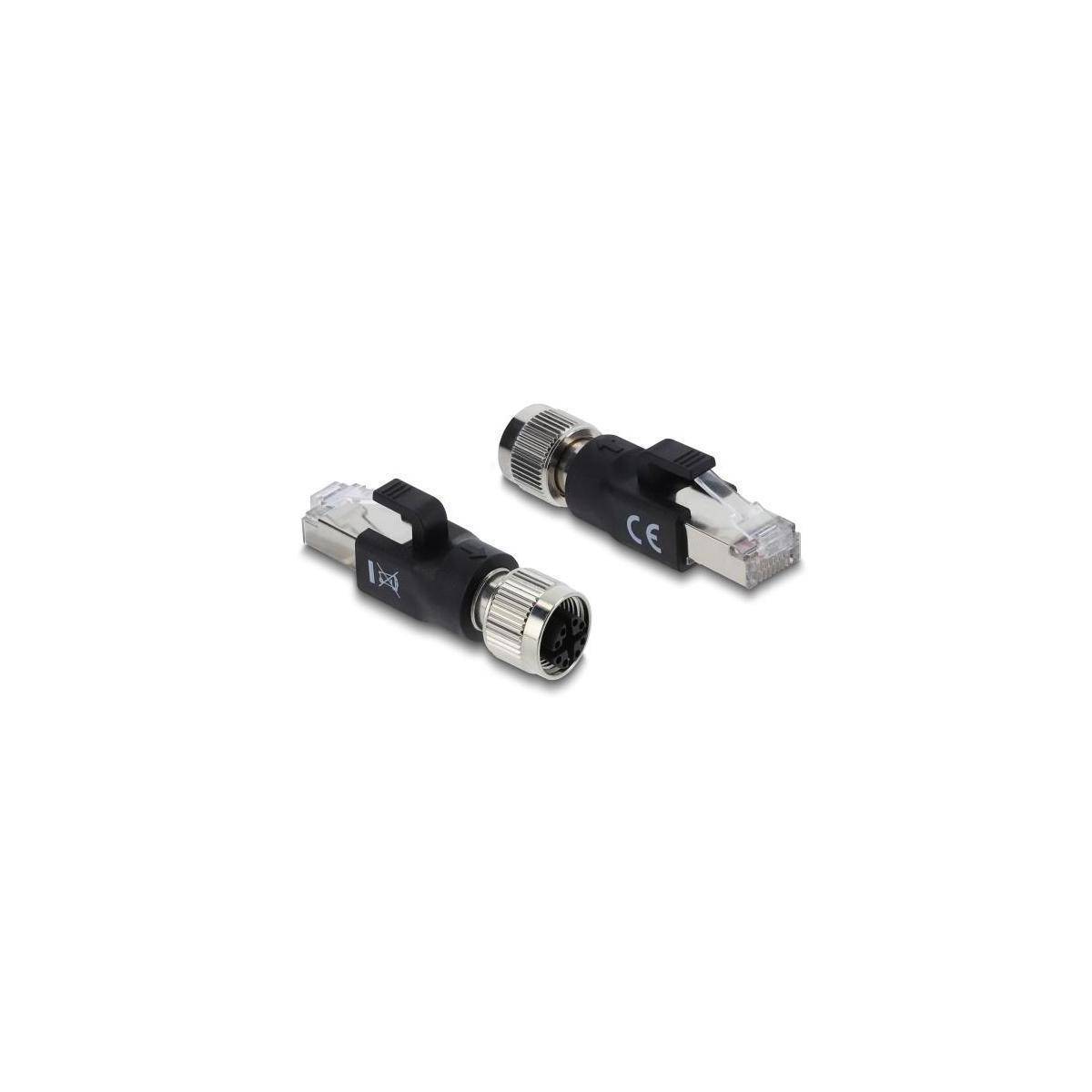 Delock M12 Adapter X-kodiert 8 Pin Buchse zu RJ45 Stecker schwarz