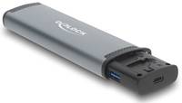Eine Nahaufnahme eines grauen und schwarzen USB 3.0-Adapters mit dem Markennamen „DELOCK