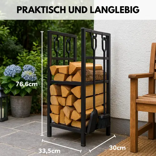 Kaminholzständer Feuerholz Regal Kaminholzregal Metall Holzlager Kaminbesteck Set 4-teilig Feger Schaufel Zange Haken Kaminholzständer Feuerholz Regal Kaminholzregal Metall Holzlager Kaminbesteck Set 4-teilig Feger Schaufel Zange Haken