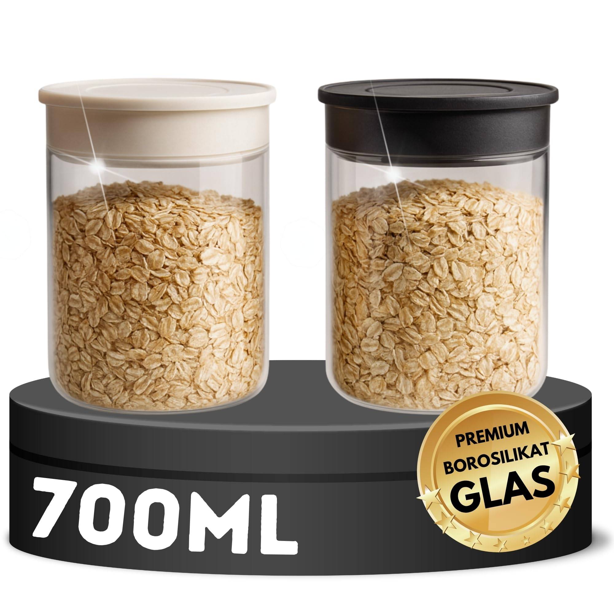 Vorratsgläser Set 2 Stück 700ml Vakuum Borosilikat Glas Aufbewahrung Vorratsglas 0,7L luftdicht Glasbehälter mit Deckel mit Vakuumverschluss Küche