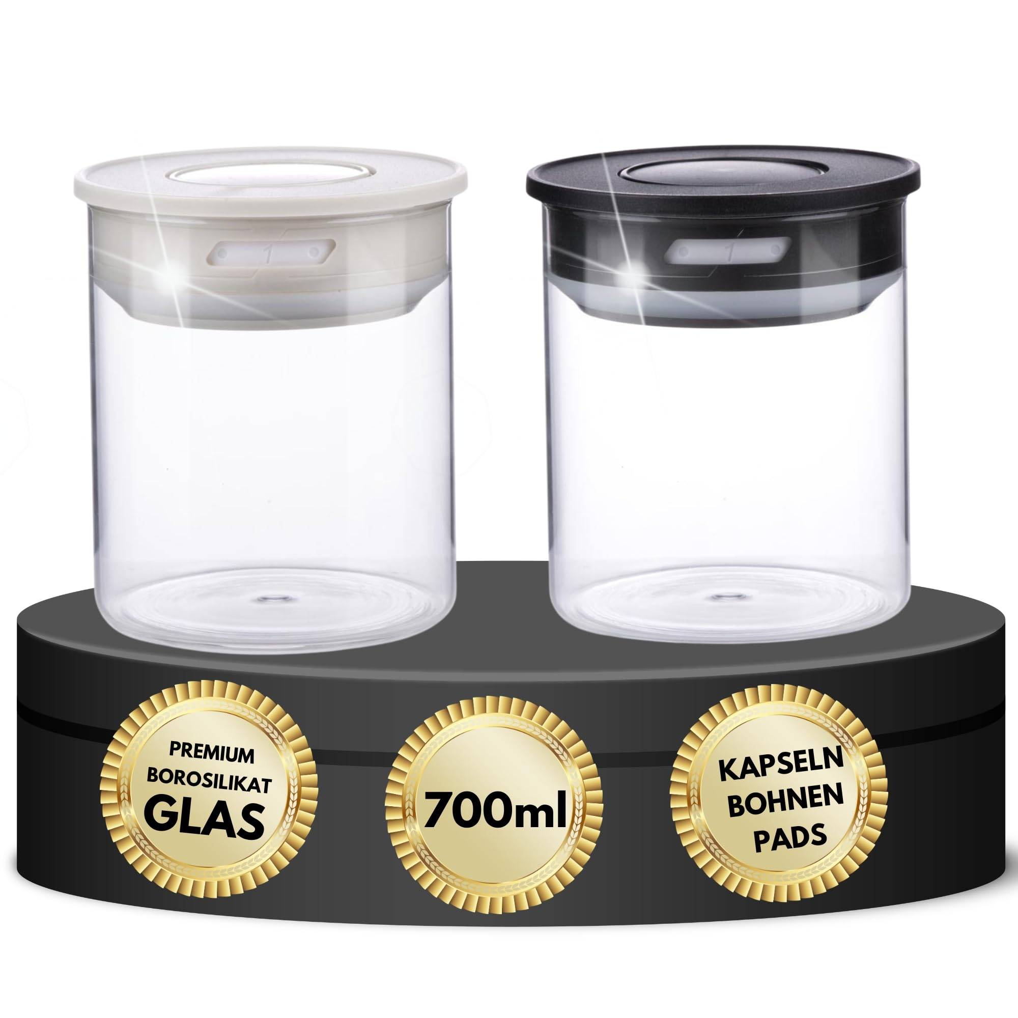 Vakuum 2x Kaffeedose Teedose Vorratsdose Vorratsbehälter Vakuumdose mit Aroma-Deckel Luftdicht für Kaffeebohnen Kaffeepad Kaffeekapseln kompatibel