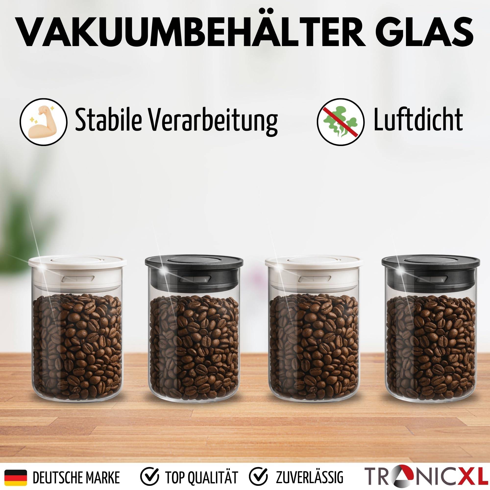 Vakuum 2x Kaffeedose Teedose Vorratsdose Vorratsbehälter Vakuumdose mit Aroma-Deckel Luftdicht für Kaffeebohnen Kaffeepad Kaffeekapseln kompatibel