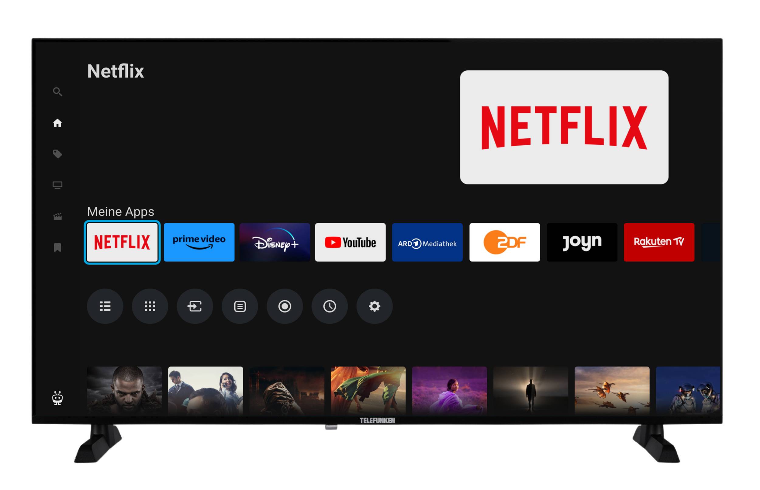 Telefunken Fernseher 40 Zoll Smart TV powered by TiVo Full HD, HDR TV mit Triple-Tuner, 6 Monate HD+