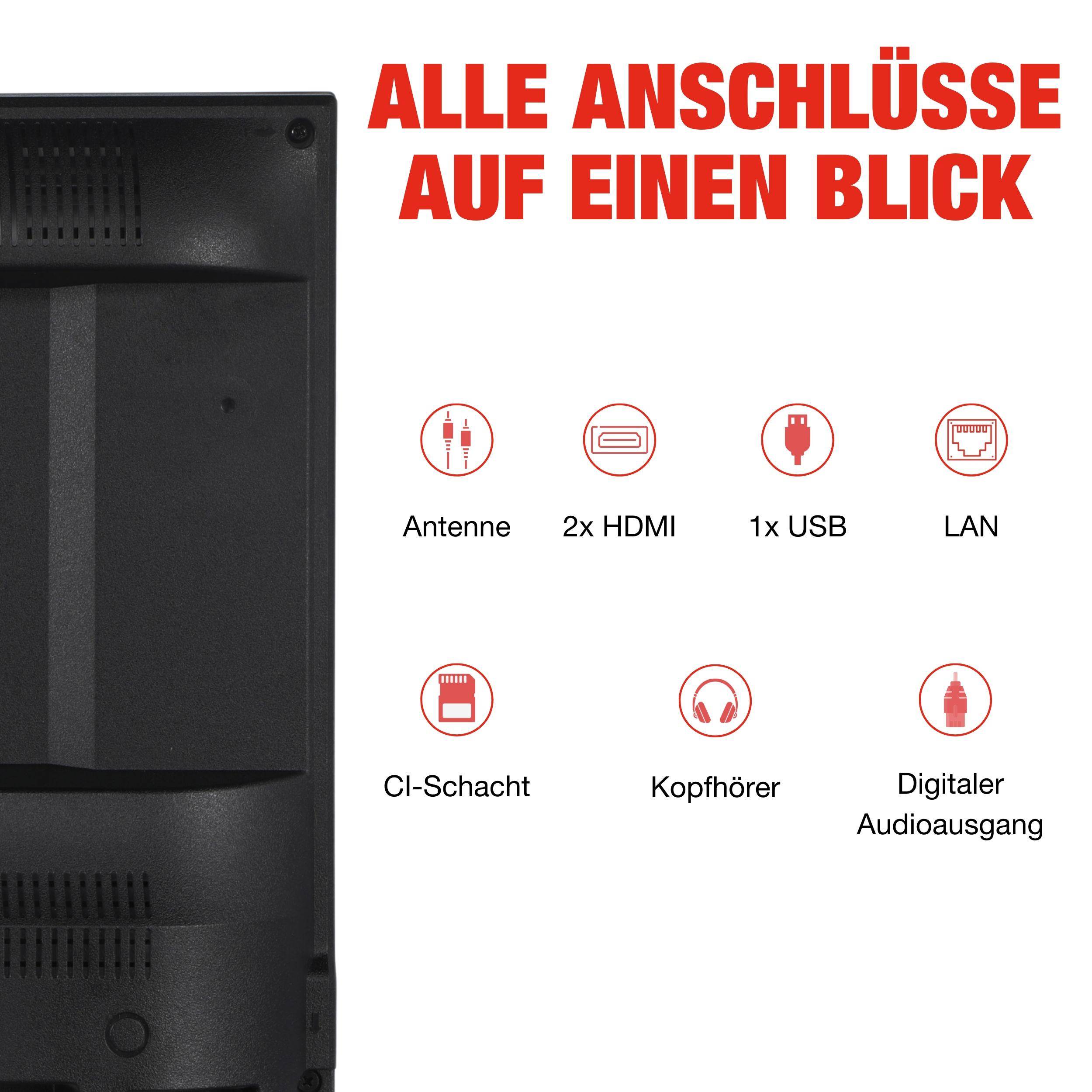 Telefunken Fernseher 32 Zoll Smart TV powered by TiVo HD, HDR TV mit Triple-Tuner und 6 Monate HD+