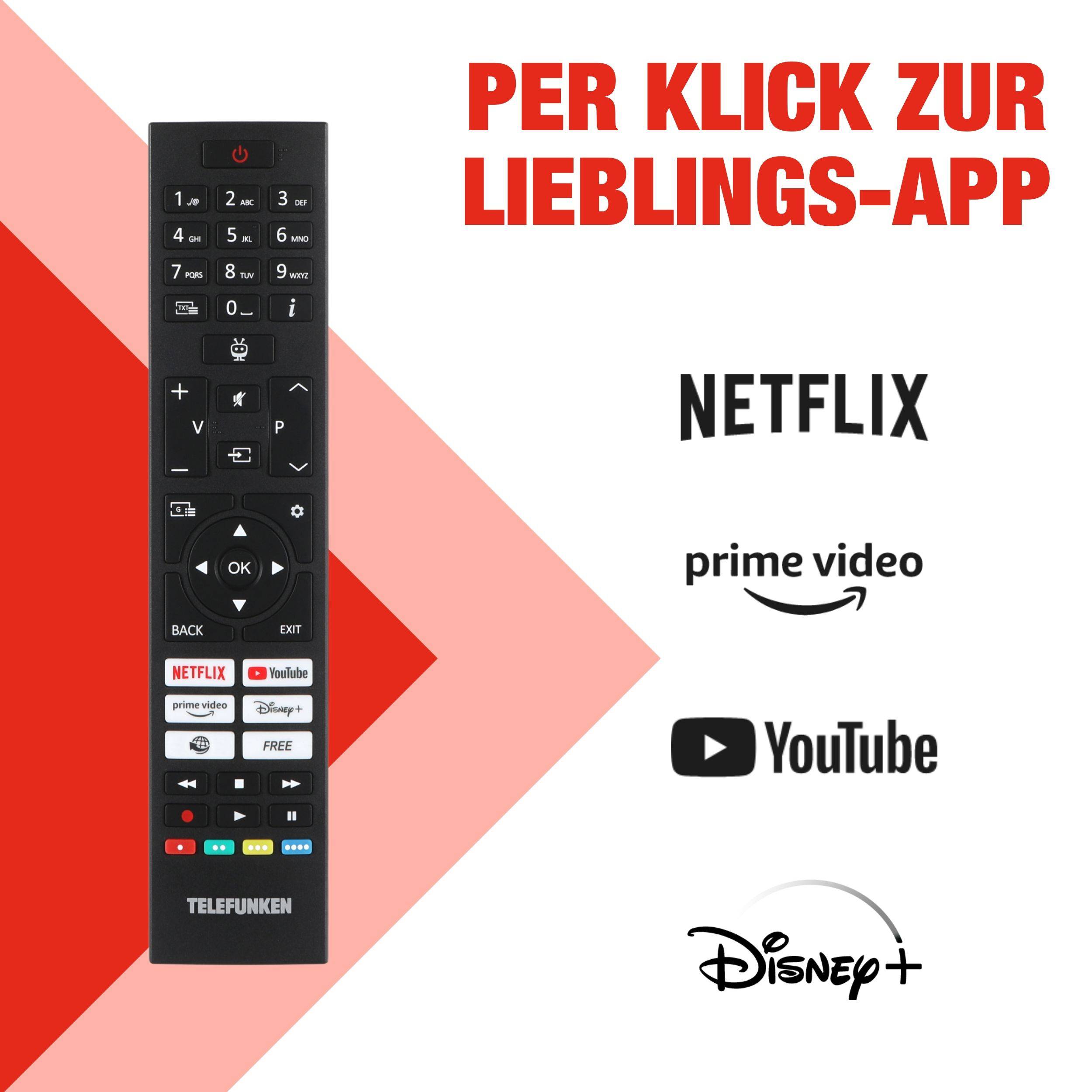 Telefunken Fernseher 32 Zoll Smart TV powered by TiVo HD, HDR TV mit Triple-Tuner und 6 Monate HD+