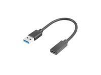 LANBERG USB-C(F)3.1->USB-A(M) Kabel 0,15m schwarz Multimedia-Technik USB-Kabel