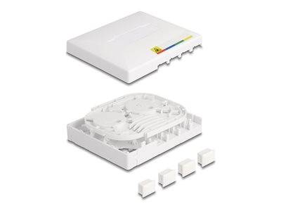 DELOCK LWL Anschlussdose FTTH zur Wandmontage für 4 x weiß Multimedia-Technik Lichtwellenleiterkab