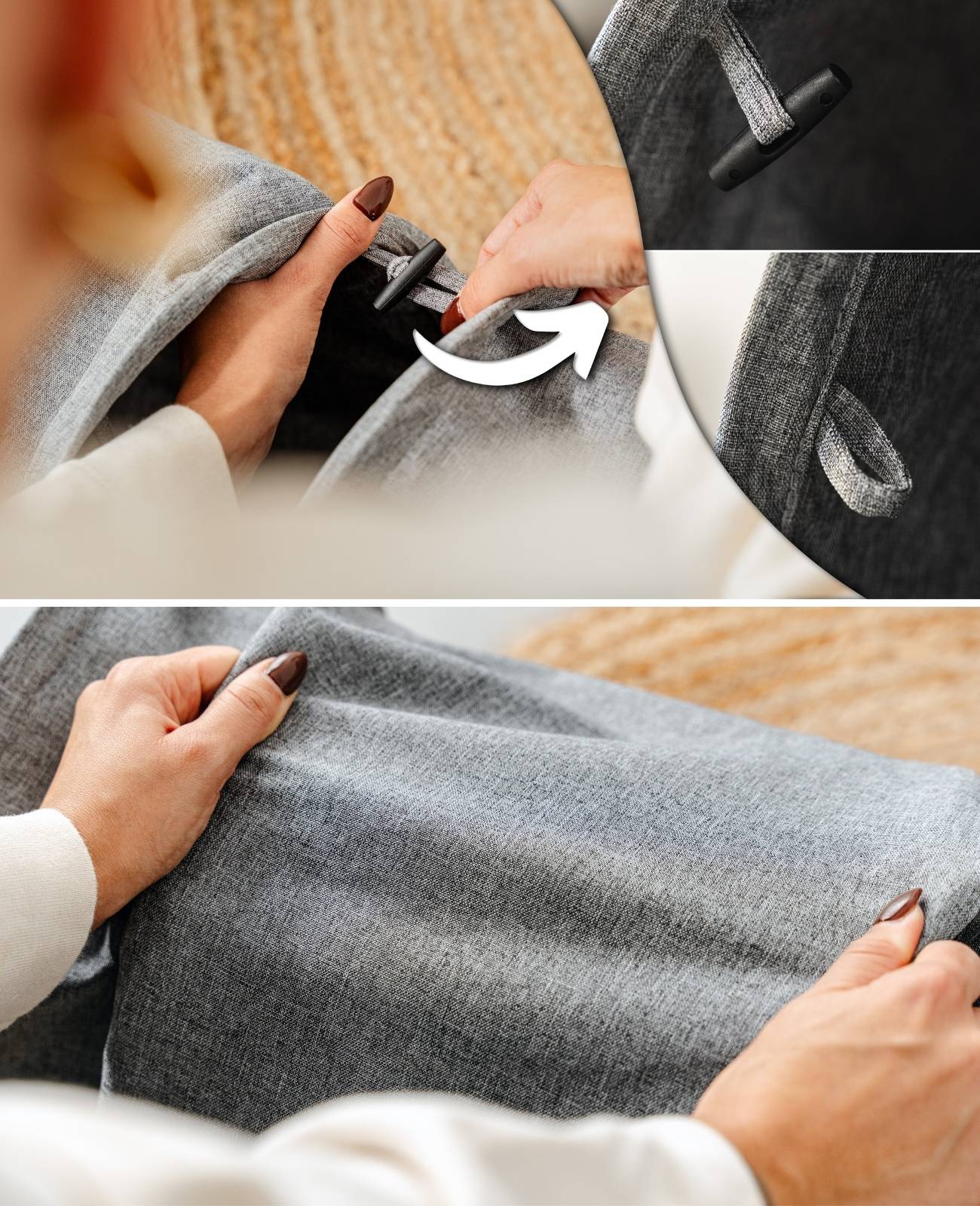 lionto Spieltunnel für Katzen, hochwertiger Faux-Linen Katzentunnel mit Spielball, erweiterbar & platzsparend, 30x130 cm, grau