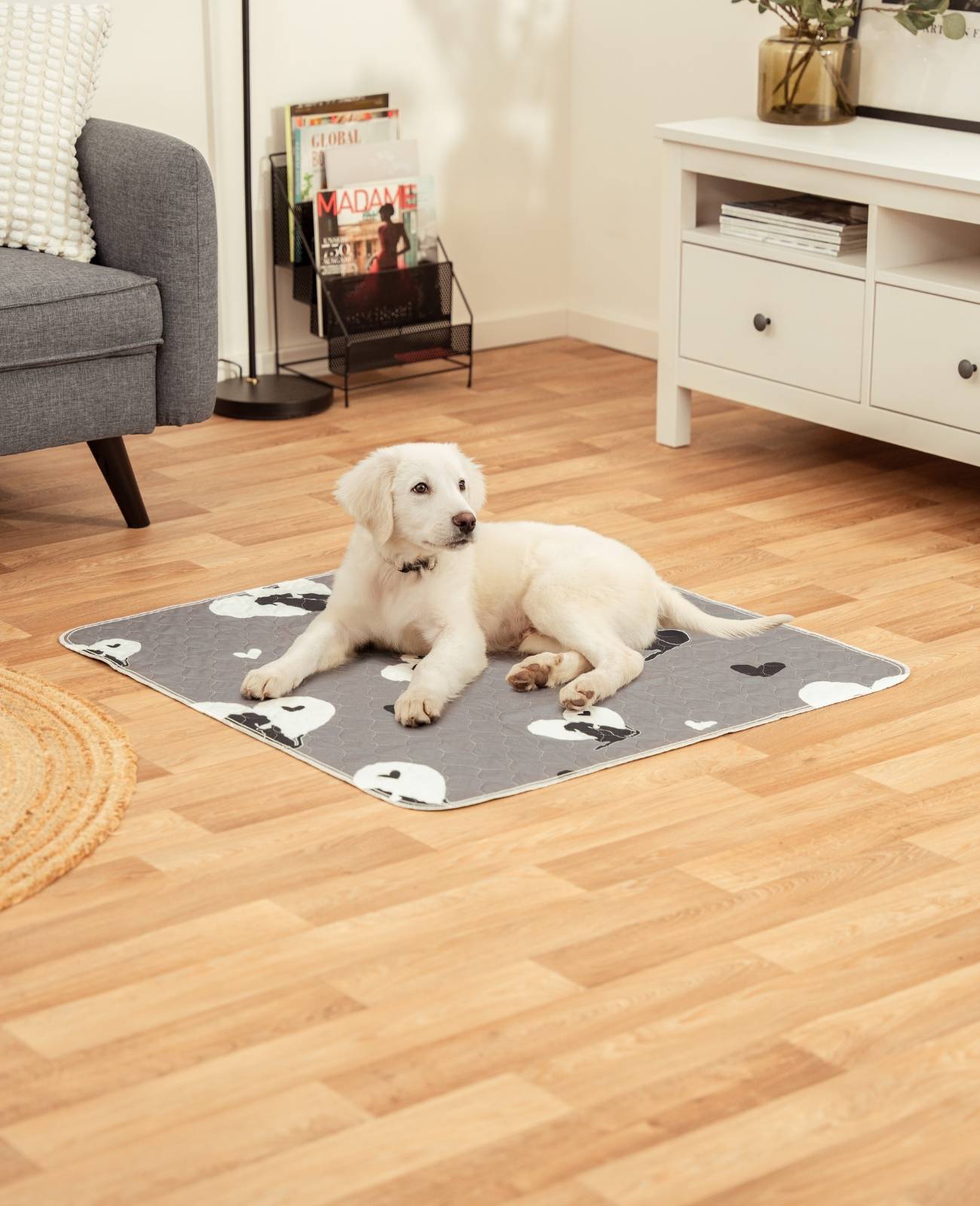 lionto Welpenunterlagen, waschbare, wiederverwendbare Trainingspads mit 4-lagigem Saugkern & rutschfester Unterseite, 91x86 cm, 2-er Set