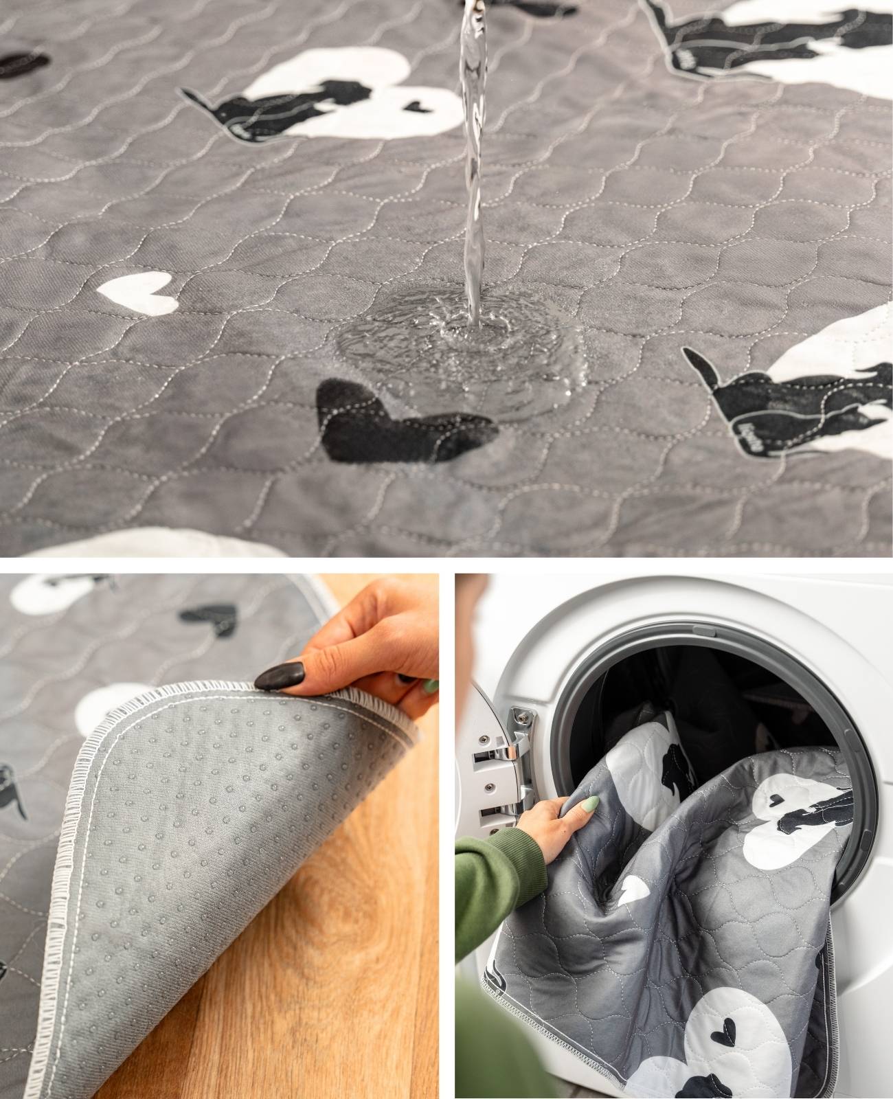 lionto Welpenunterlagen, waschbare, wiederverwendbare Trainingspads mit 4-lagigem Saugkern & rutschfester Unterseite, 61x46 cm, 2-er Set